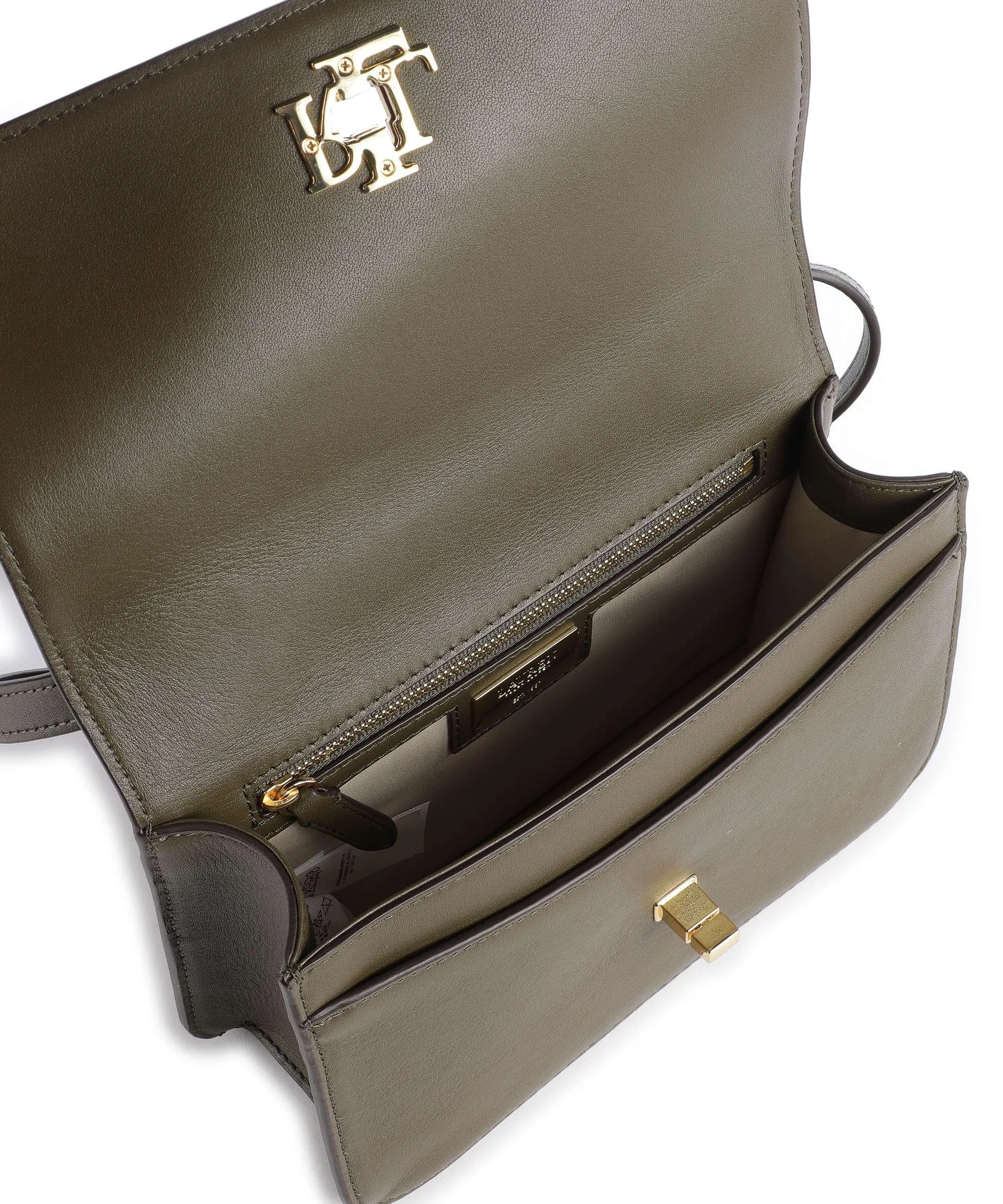  Lauren Ralph Lauren Sophee 22 Borsa a spalla pelle di vacchetta finemente grana verde-oliva  