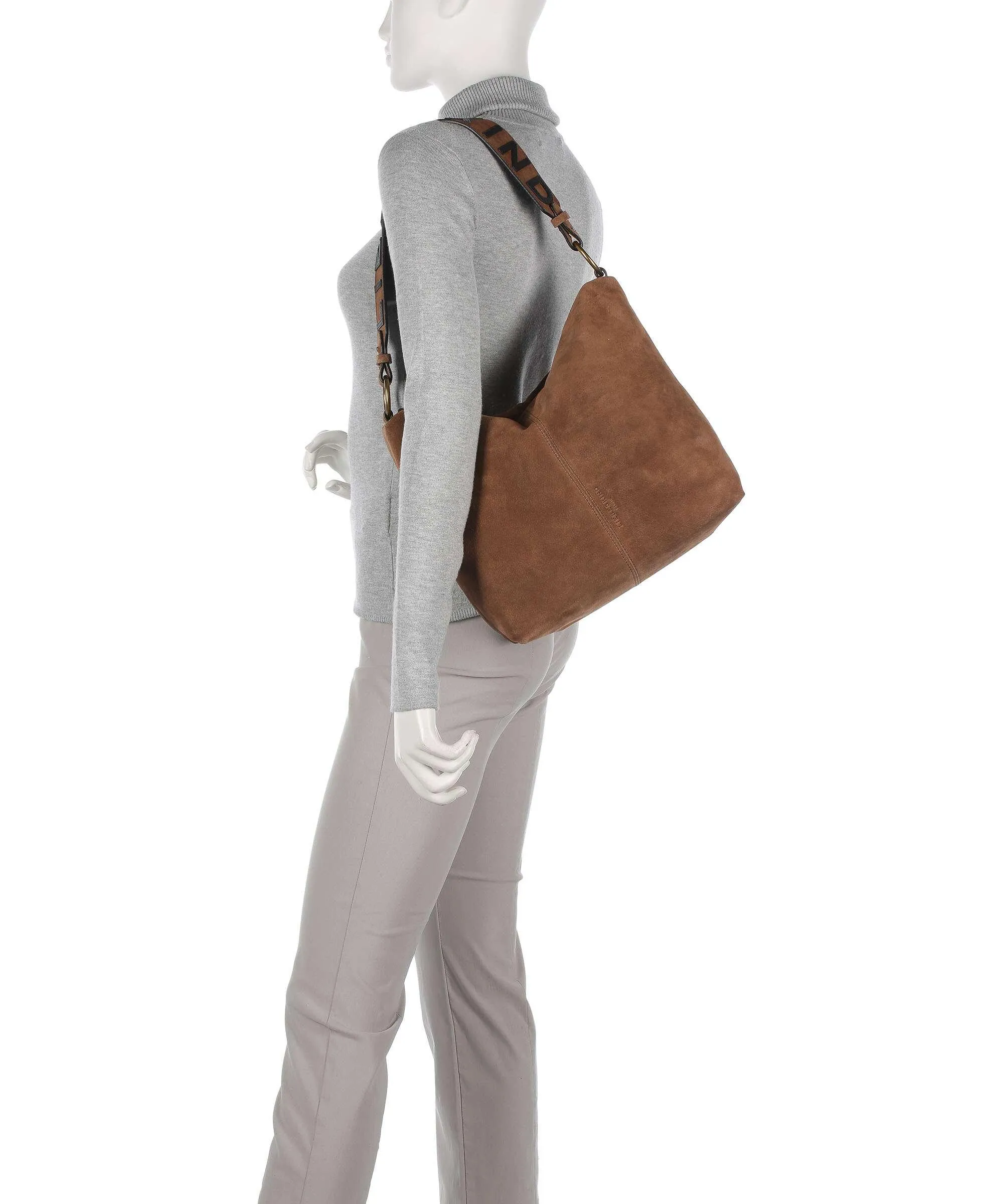  Liebeskind Aissa Hydro Suede M Borsa hobo pelle ruvida marrone  