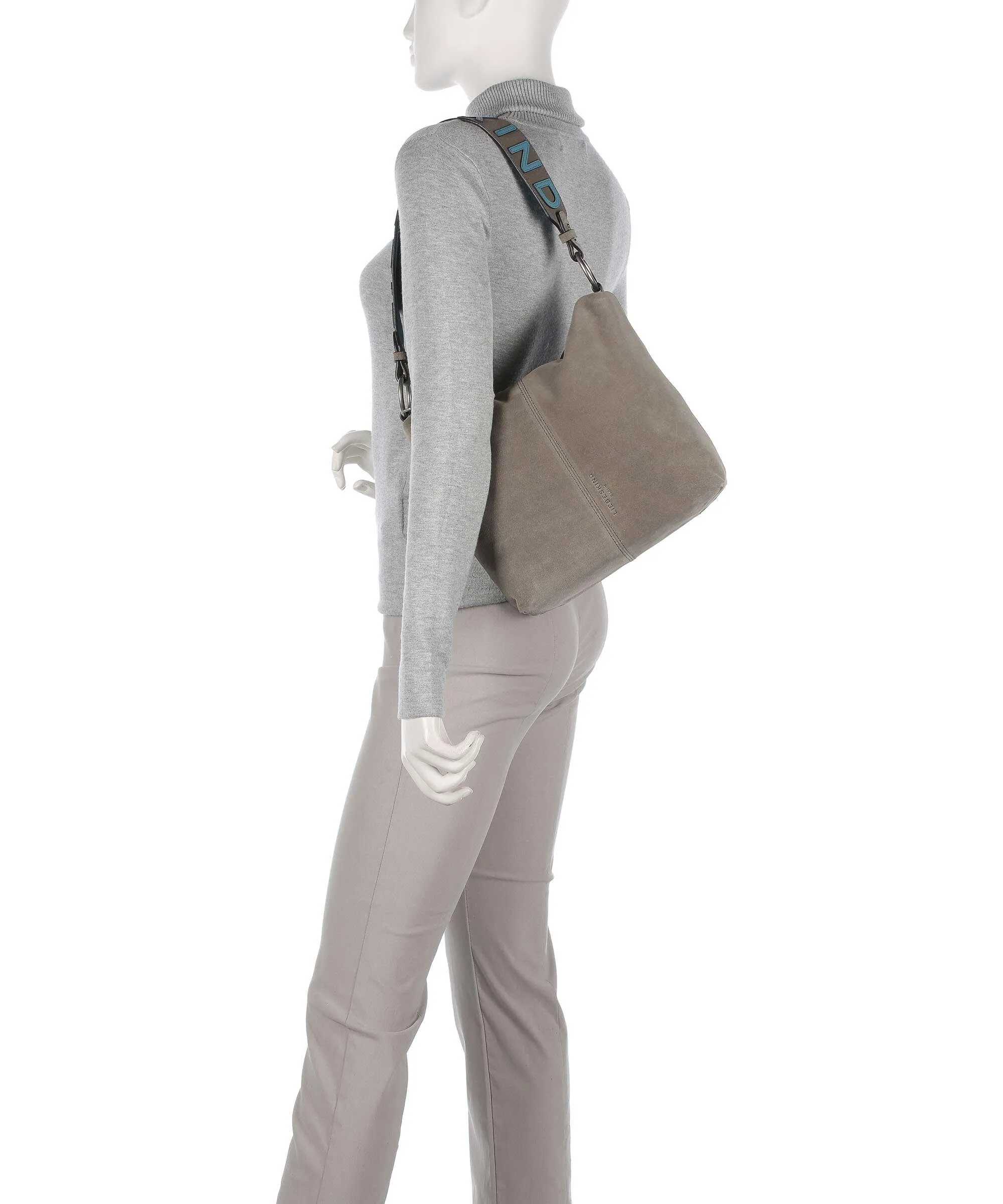  Liebeskind Aissa Hydro Suede S Borsa hobo pelle ruvida grigio  