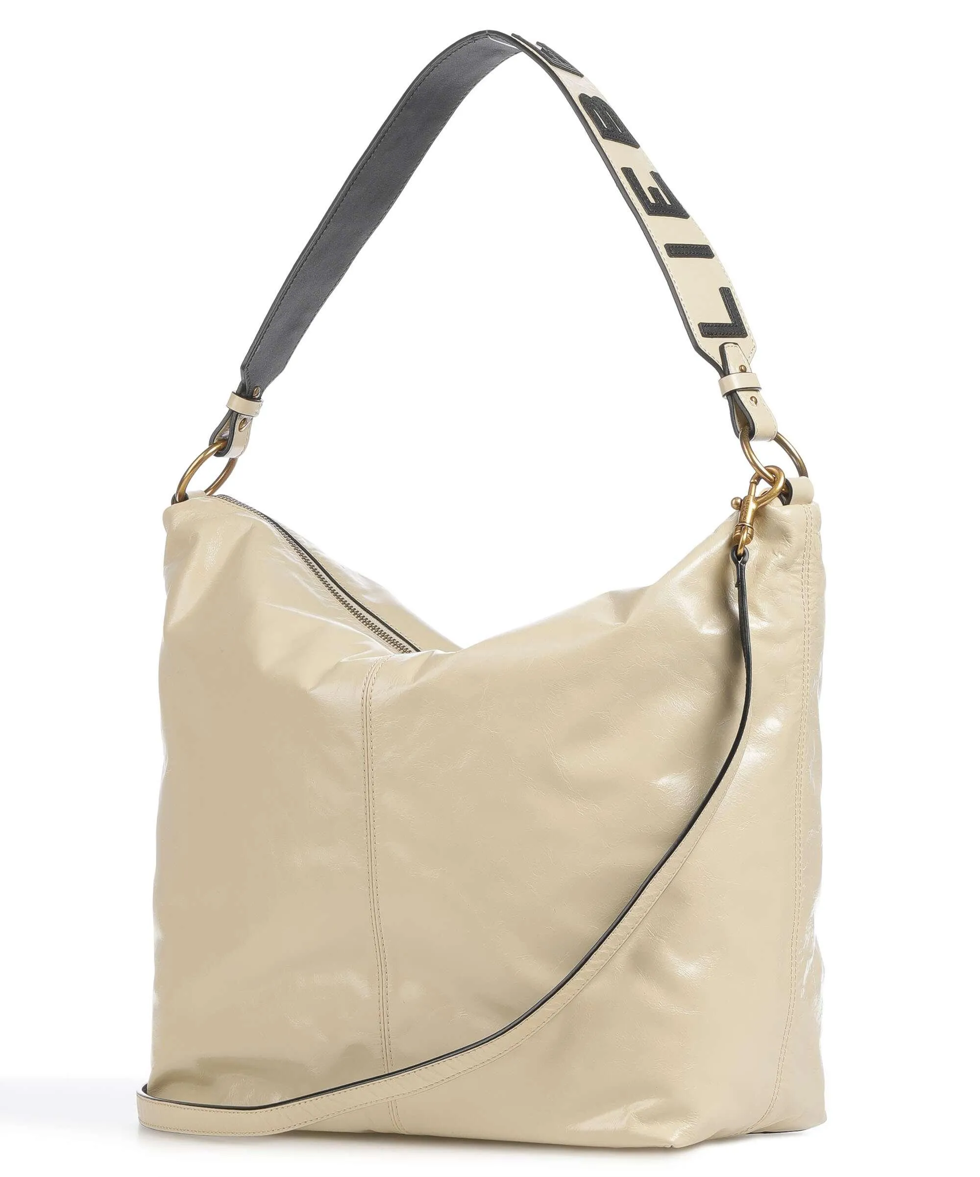  Liebeskind Aissa Paper Touch Crinkle L Borsa hobo pelle a grana fine avorio  