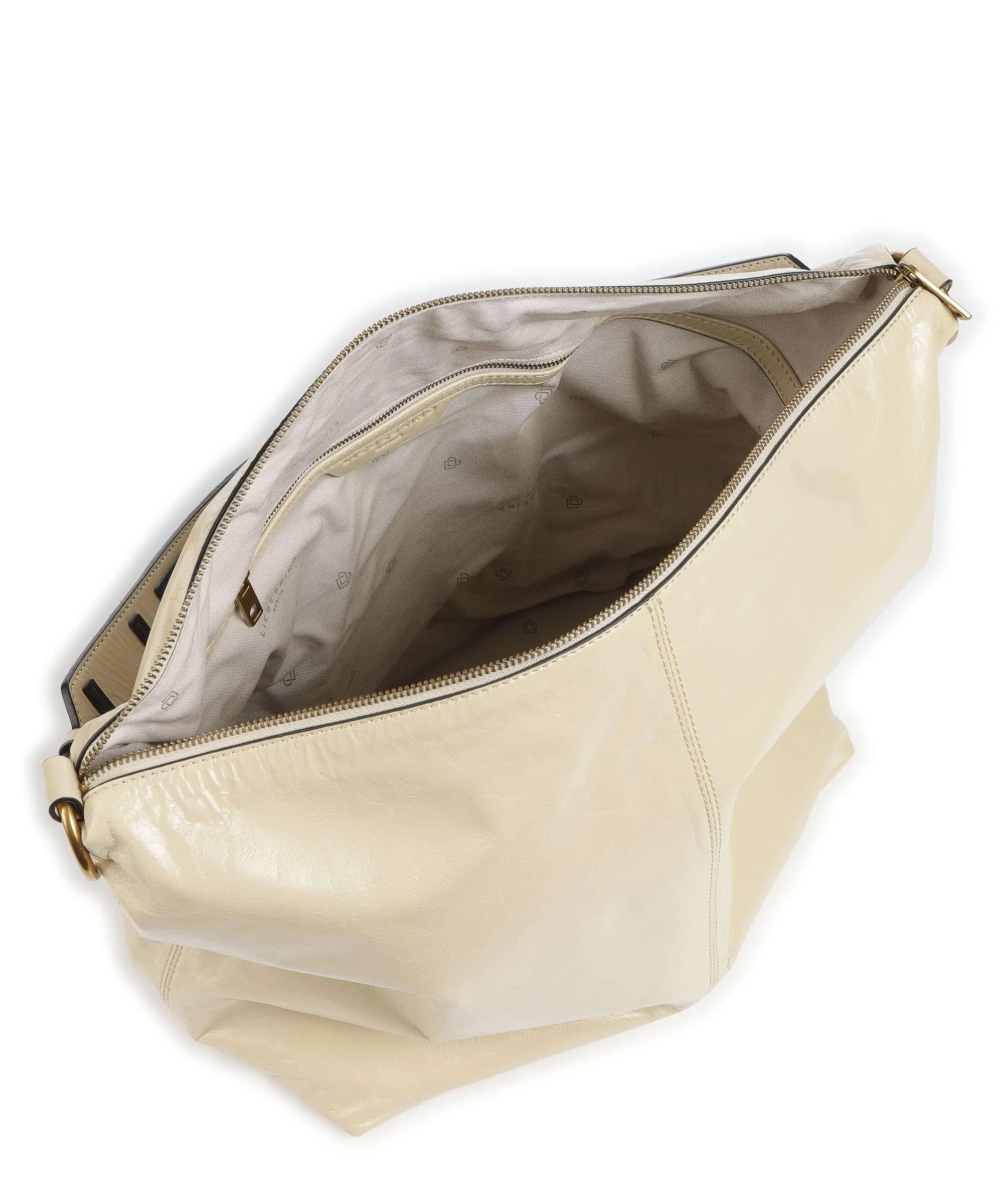  Liebeskind Aissa Paper Touch Crinkle L Borsa hobo pelle a grana fine avorio  