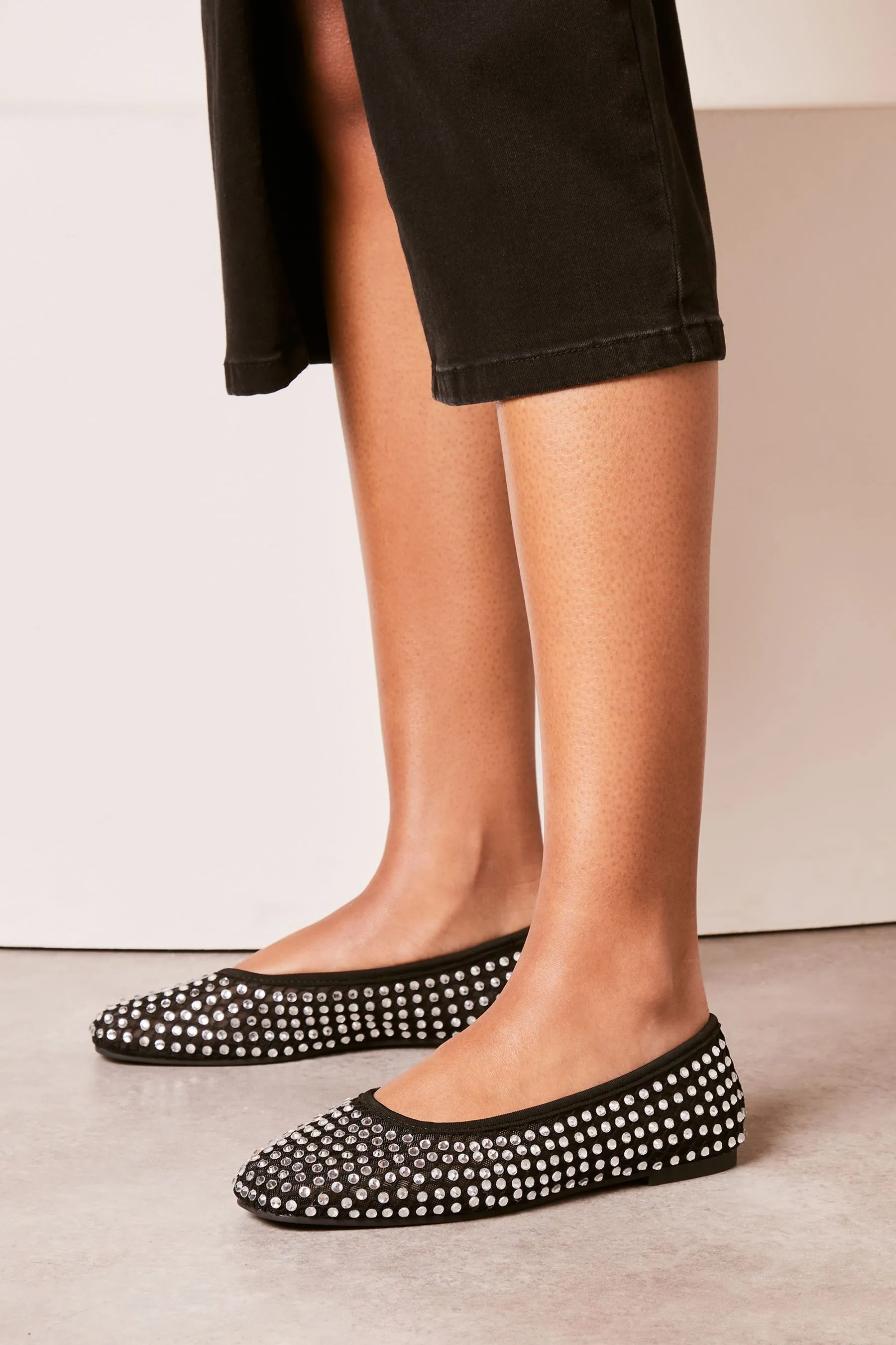 Lipsy - Ballerine piatte in rete con strass