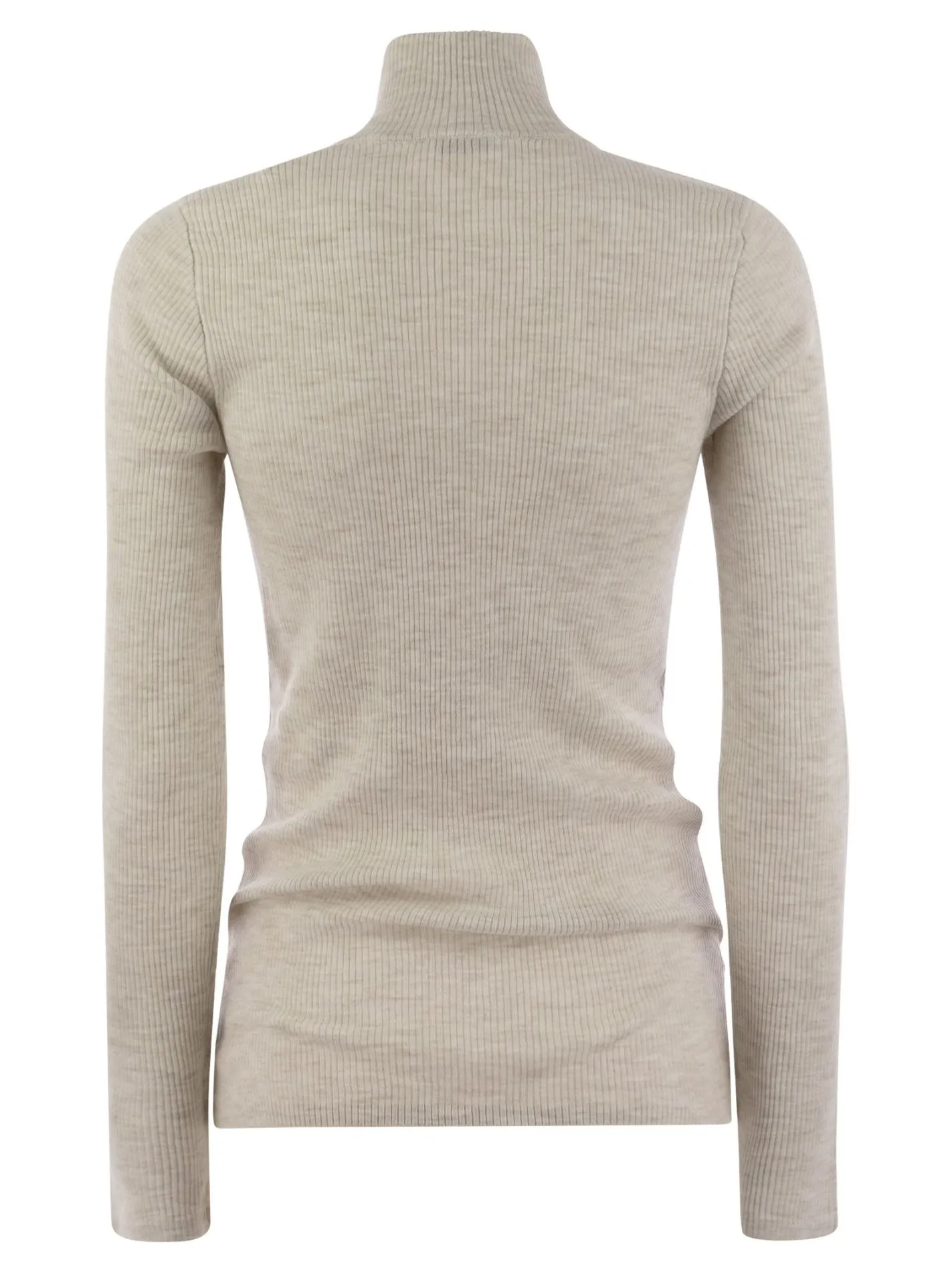 Maglia leggera in lana vergine e cashmere a coste con Precious Half Zip
