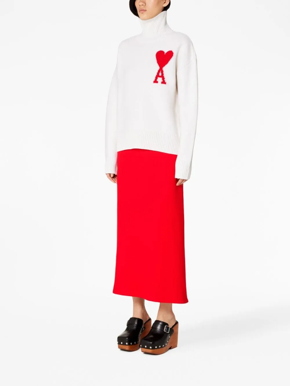 Maglione Ami de Coeur a collo alto in bianco - unisex