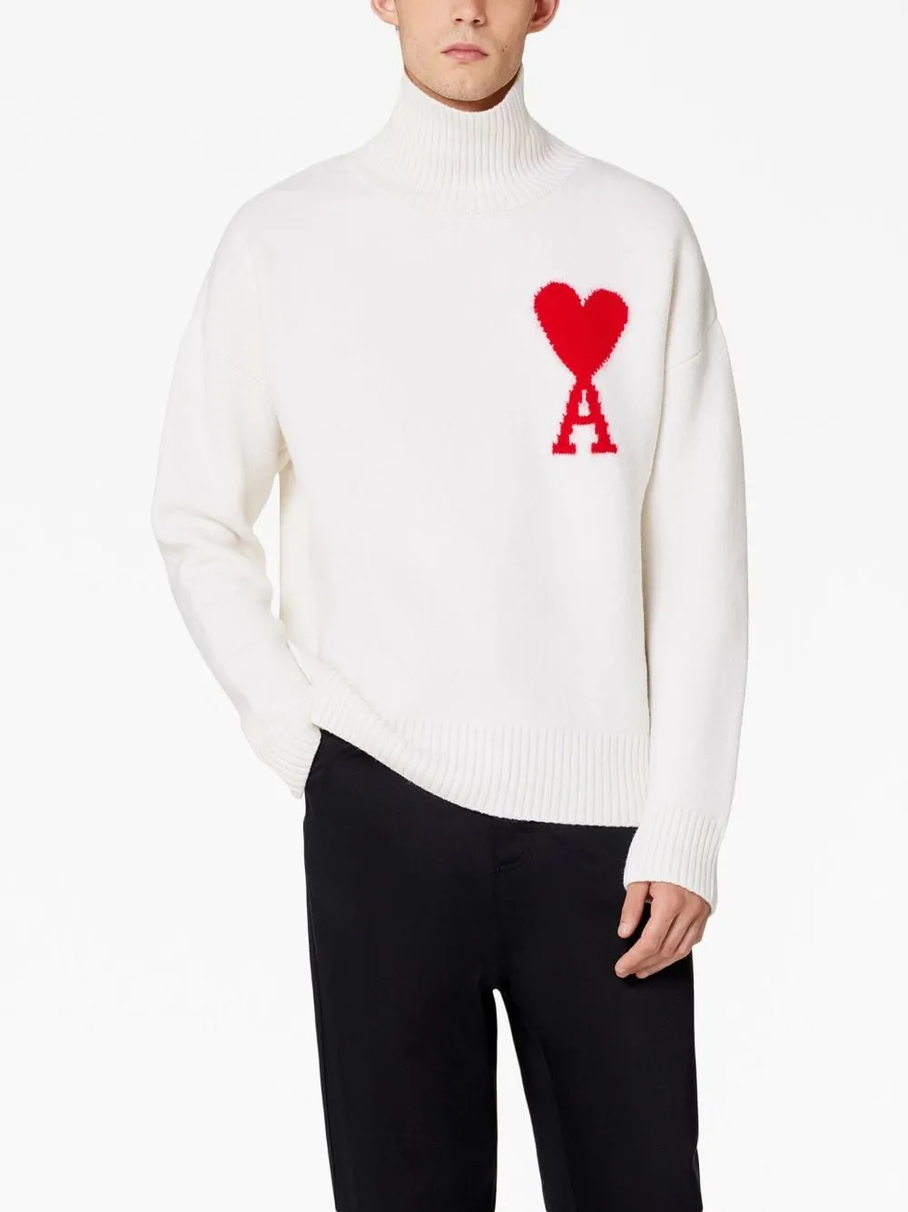 Maglione Ami de Coeur a collo alto in bianco - unisex