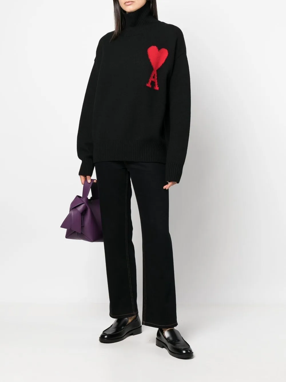 Maglione Ami de Coeur a collo alto in nero - unisex