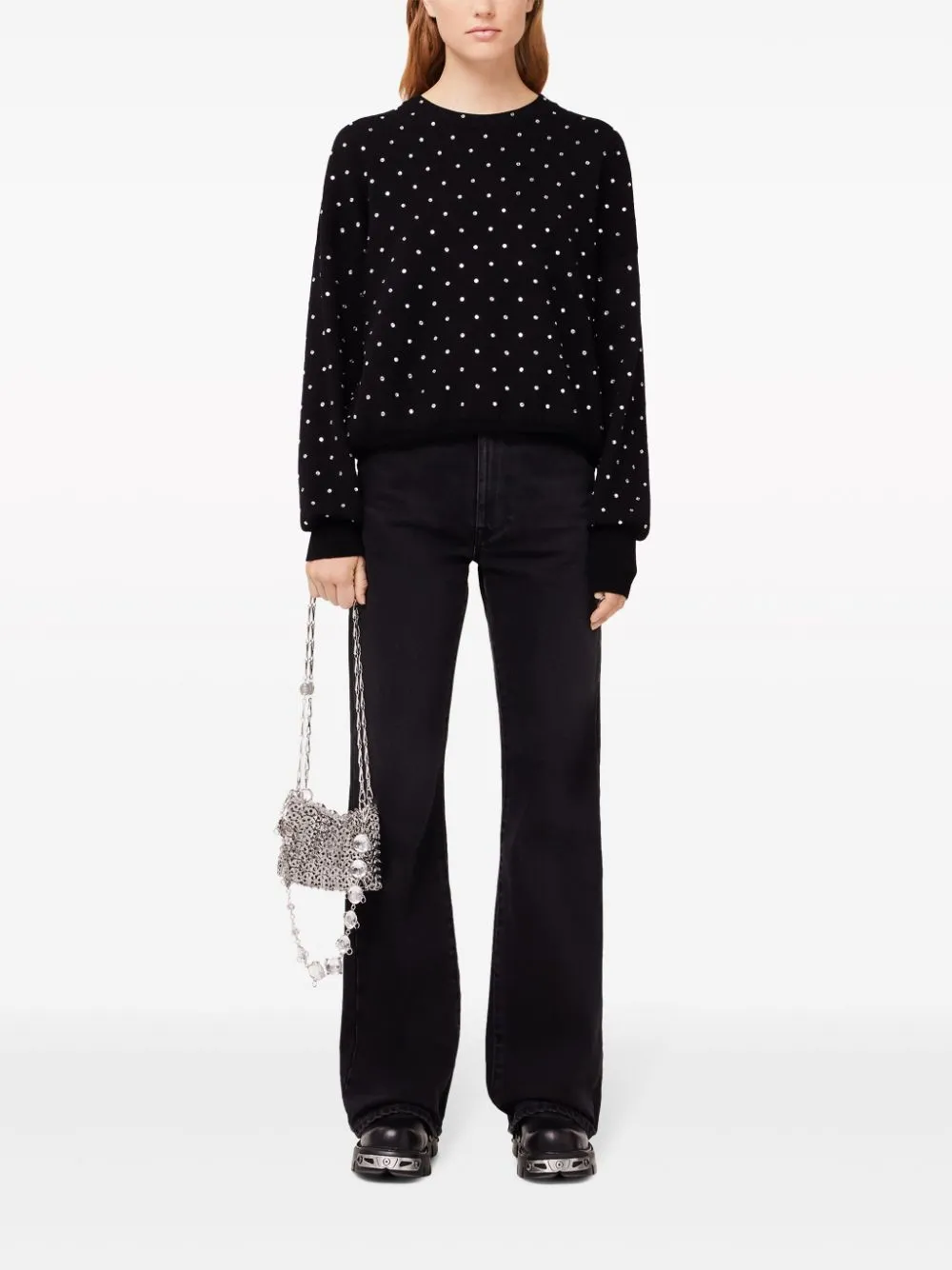 Maglione con cristalli in nero Rabanne - donna