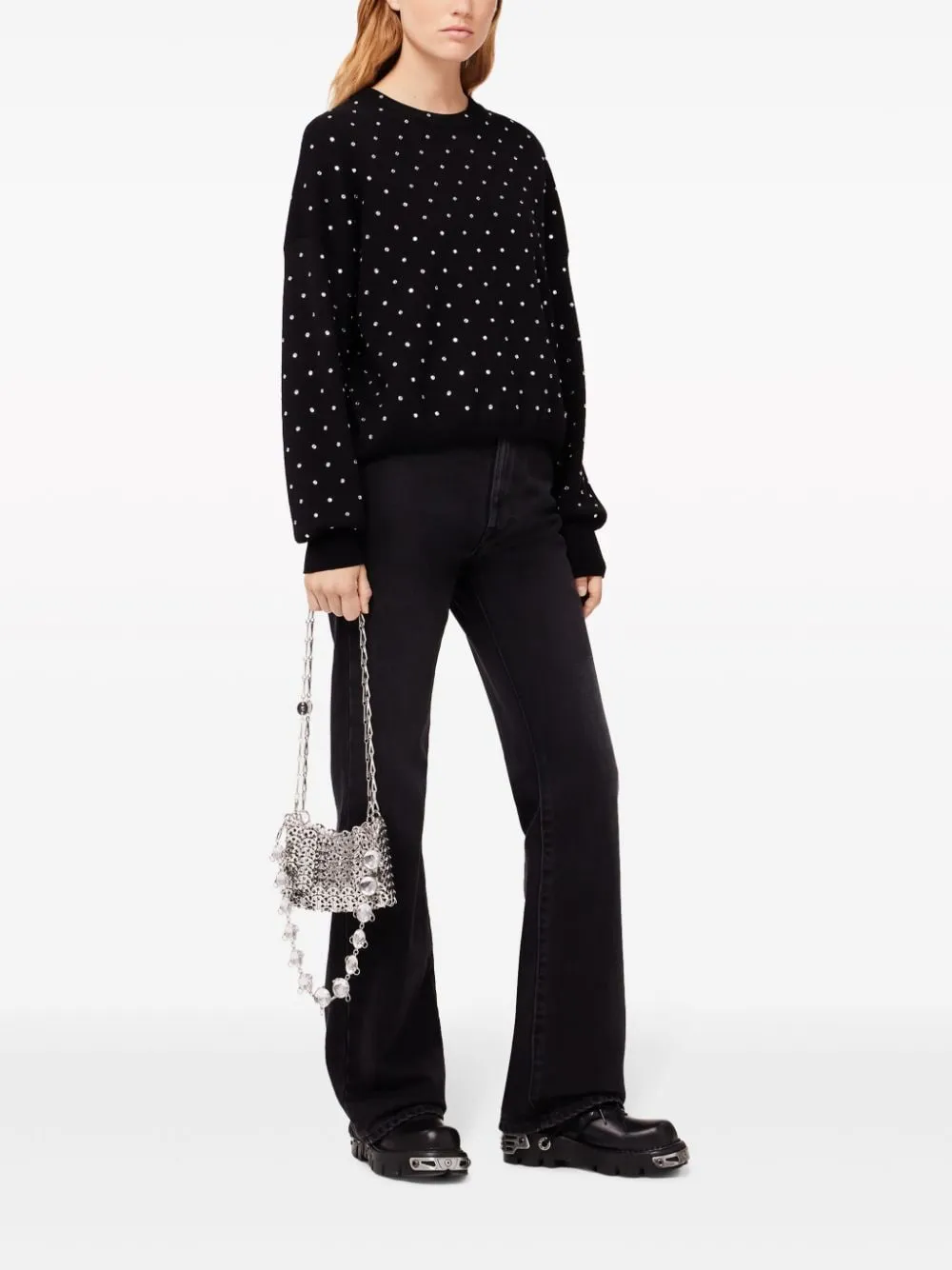 Maglione con cristalli in nero Rabanne - donna