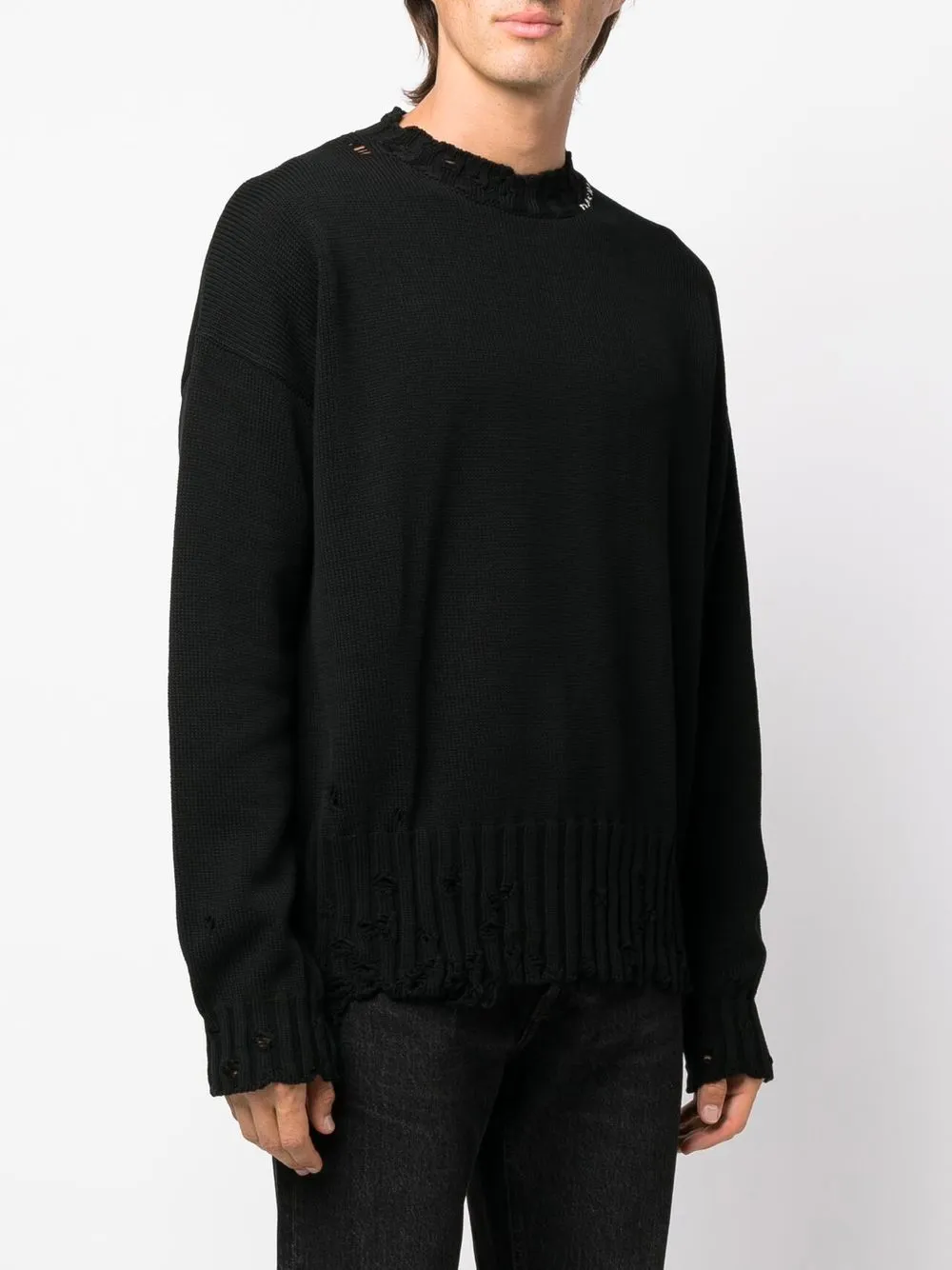 Maglione con effetto vissuto in nero - uomo