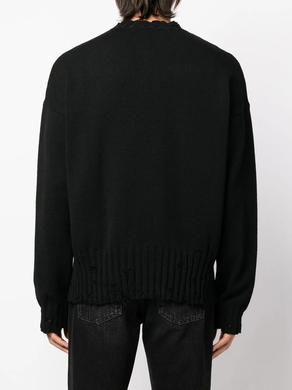 Maglione con effetto vissuto in nero - uomo