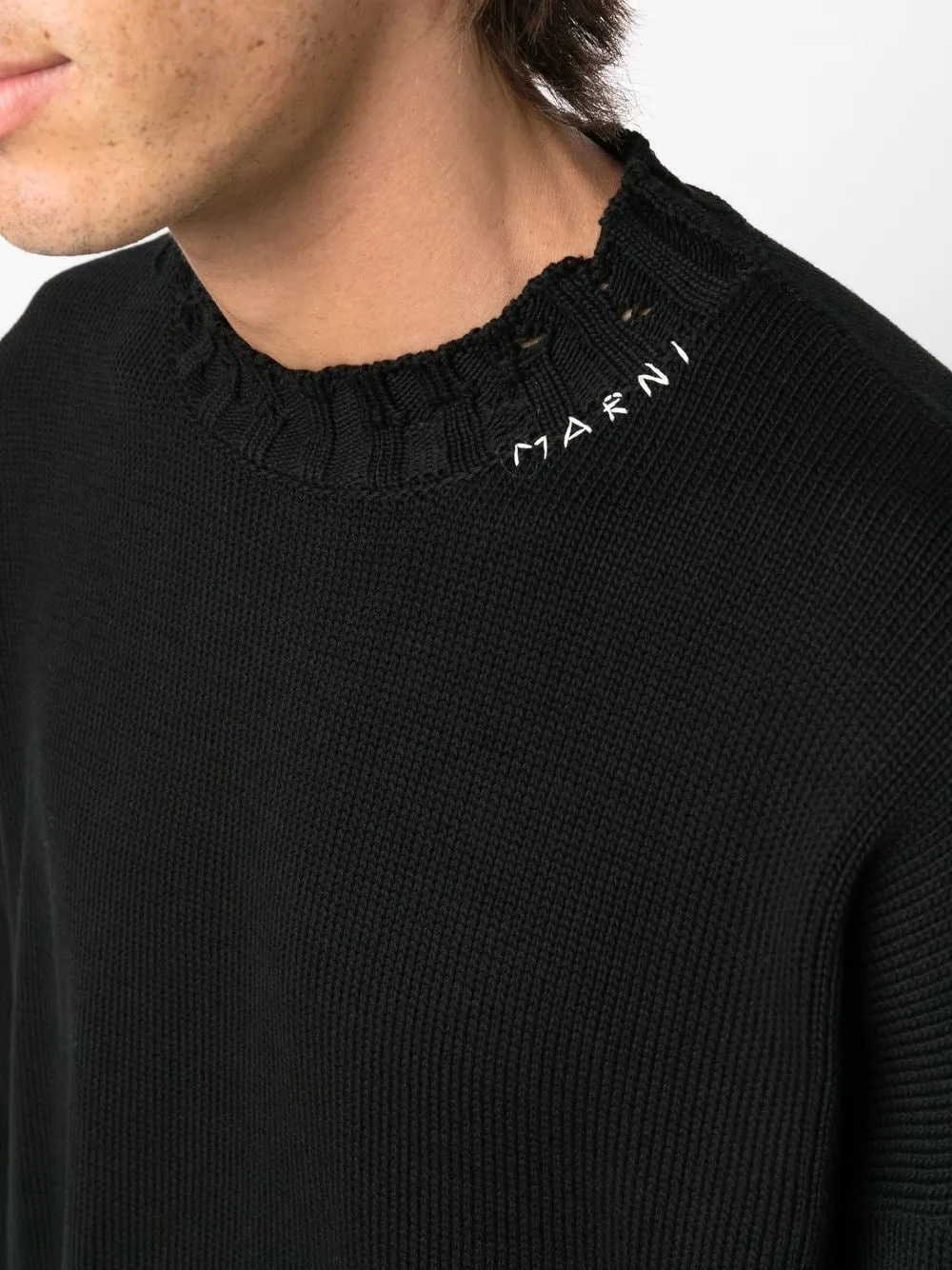 Maglione con effetto vissuto in nero - uomo