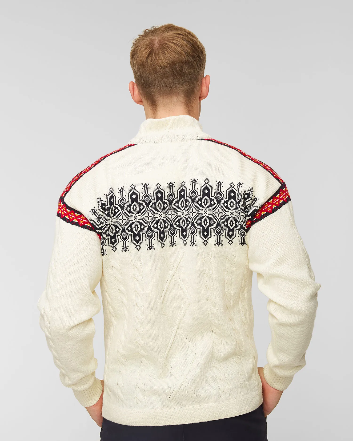 Maglione di lana DALE OF NORWAY ASPOY 95471-offwhitenavymustardrasberry