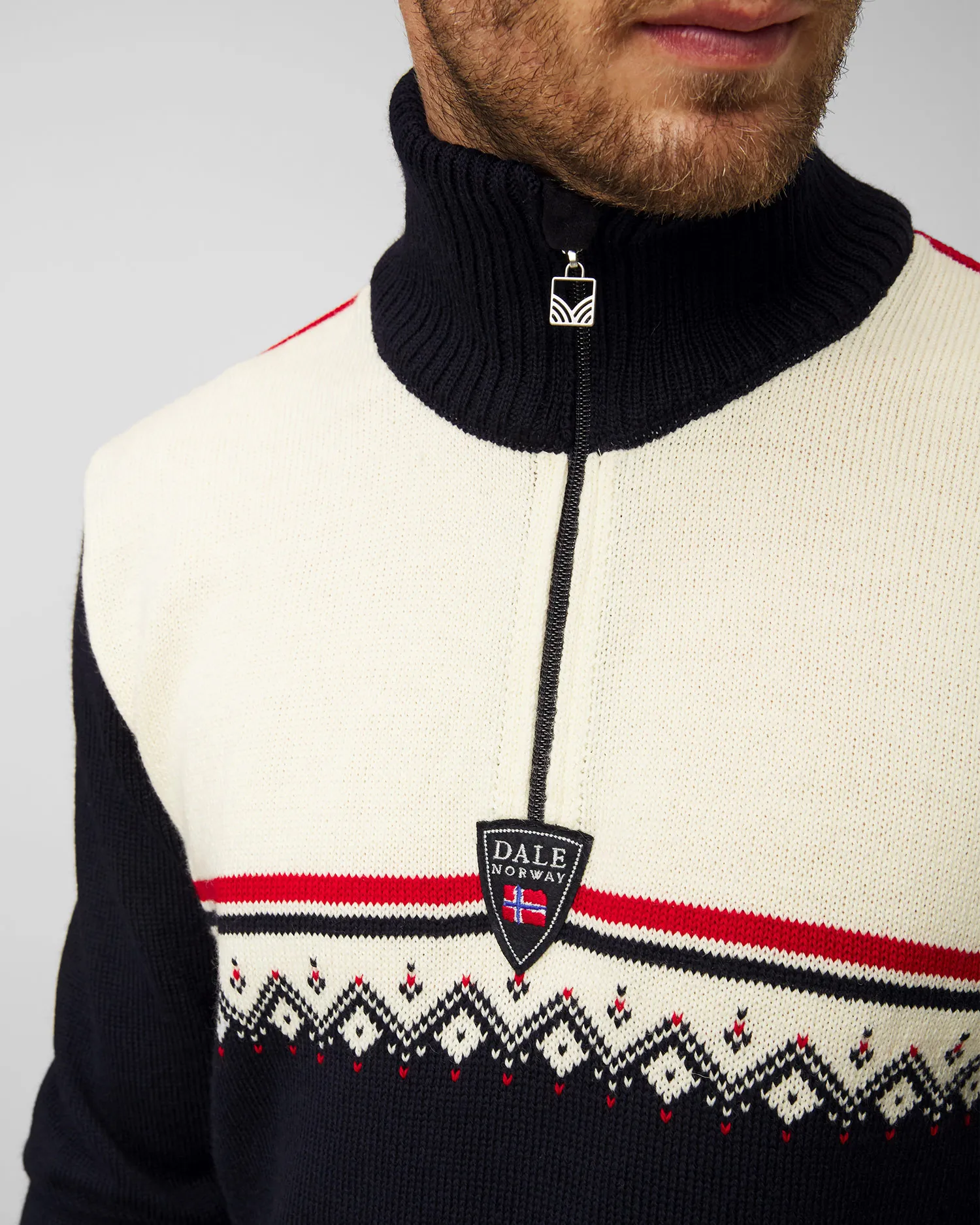 Maglione di lana DALE OF NORWAY LAHTI 95031-navyoffwhiteraspberry