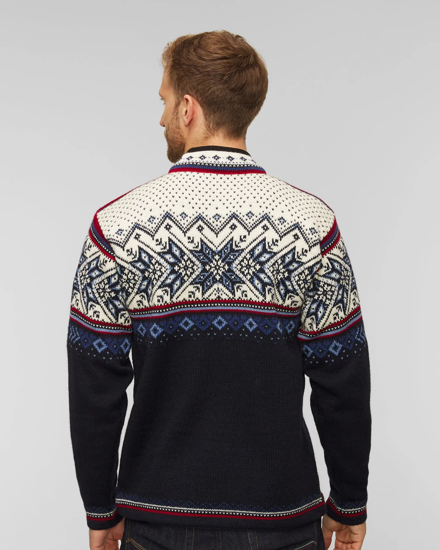 Maglione di lana DALE OF NORWAY VAIL 90331-midnightnavyredroseoffwhite