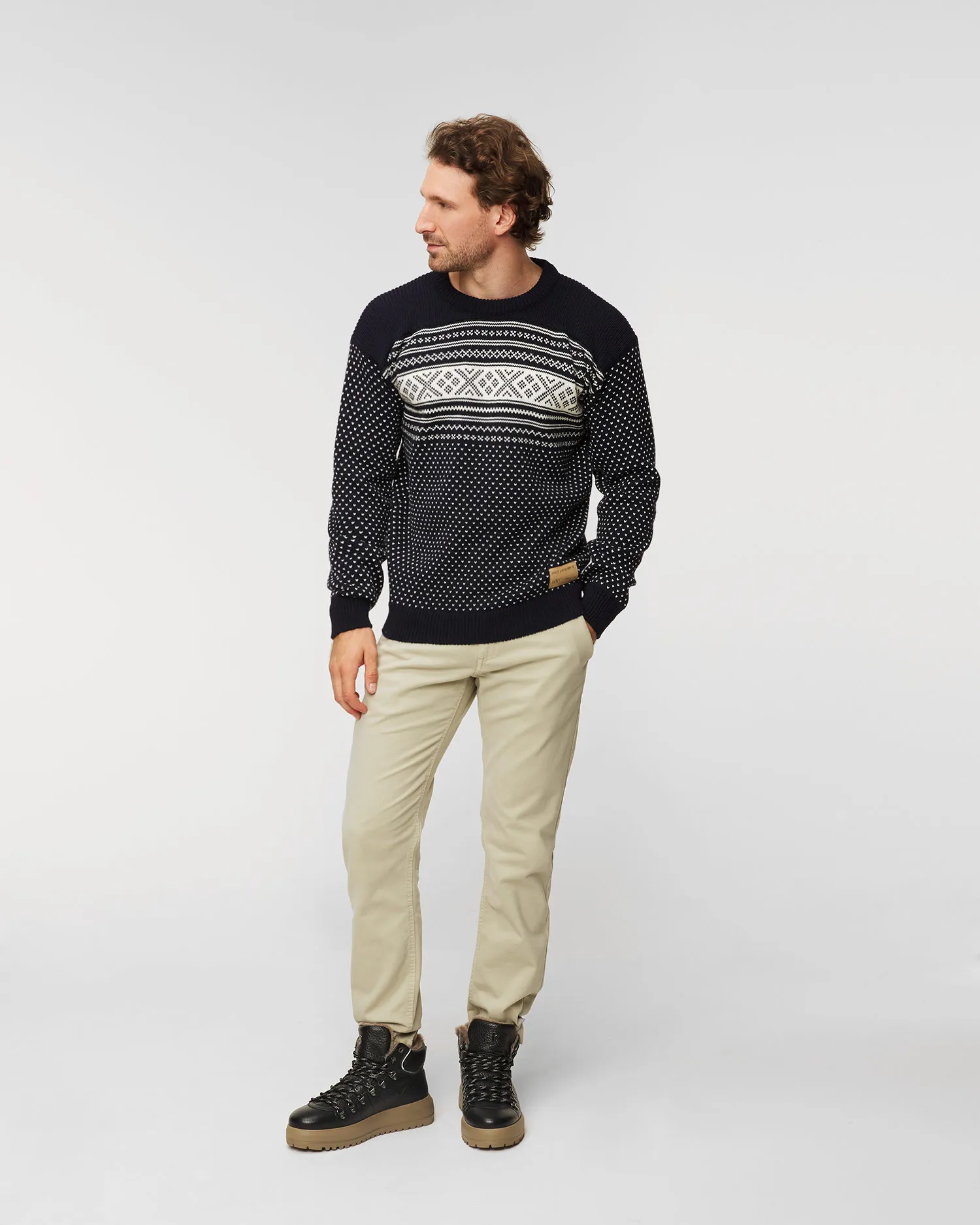 Maglione di lana DALE OF NORWAY VALLOY 95271-navyoffwhite