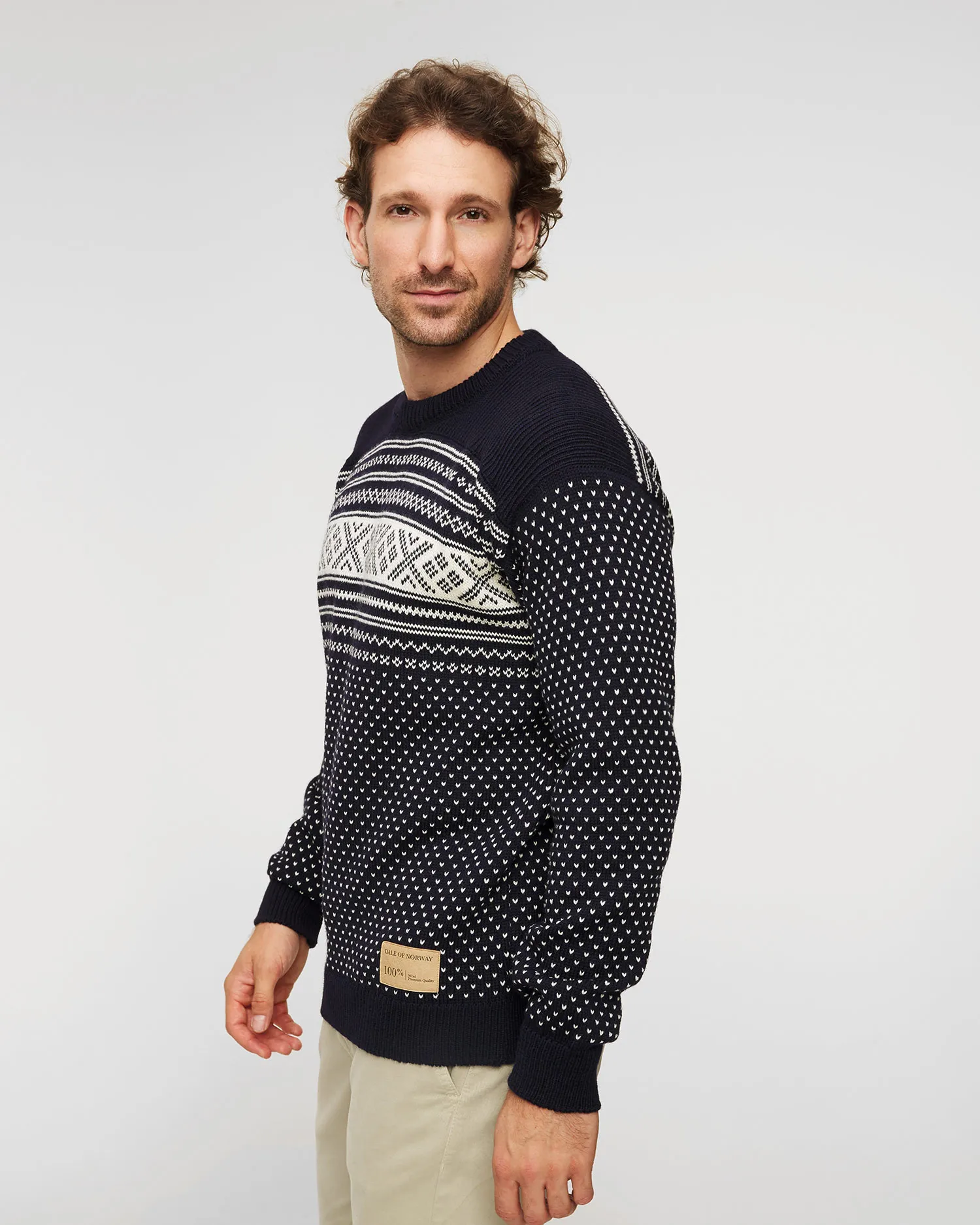 Maglione di lana DALE OF NORWAY VALLOY 95271-navyoffwhite