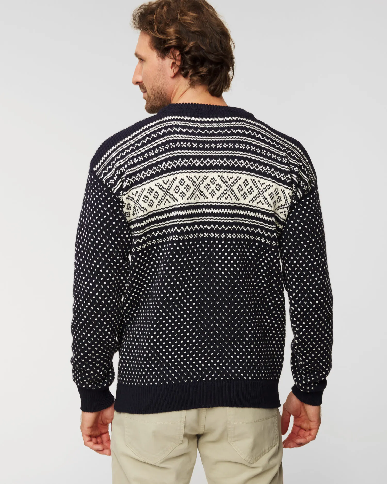 Maglione di lana DALE OF NORWAY VALLOY 95271-navyoffwhite