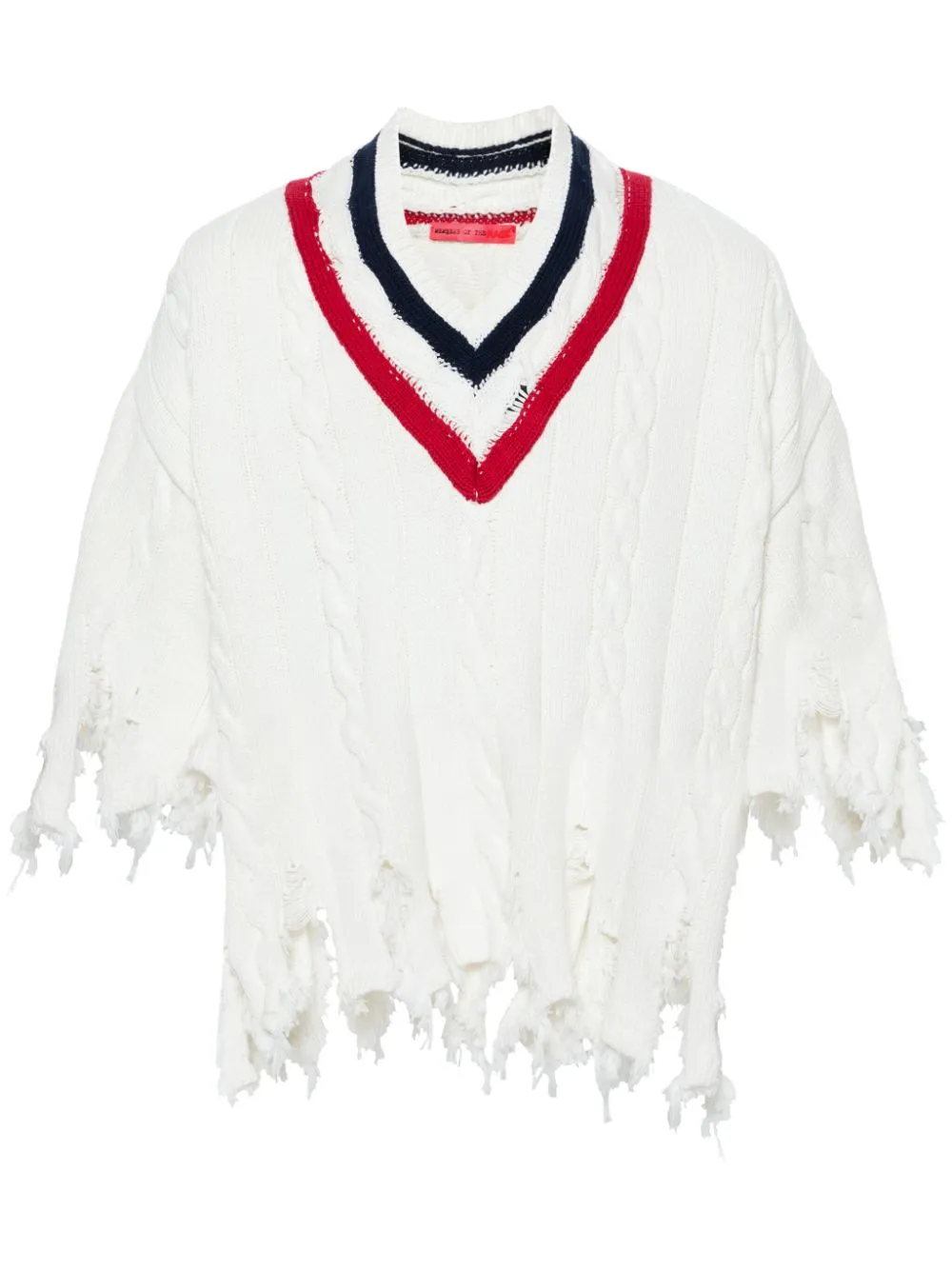 Maglione intrecciato  in bianco, blu e rosso di Members of the rage - uomo