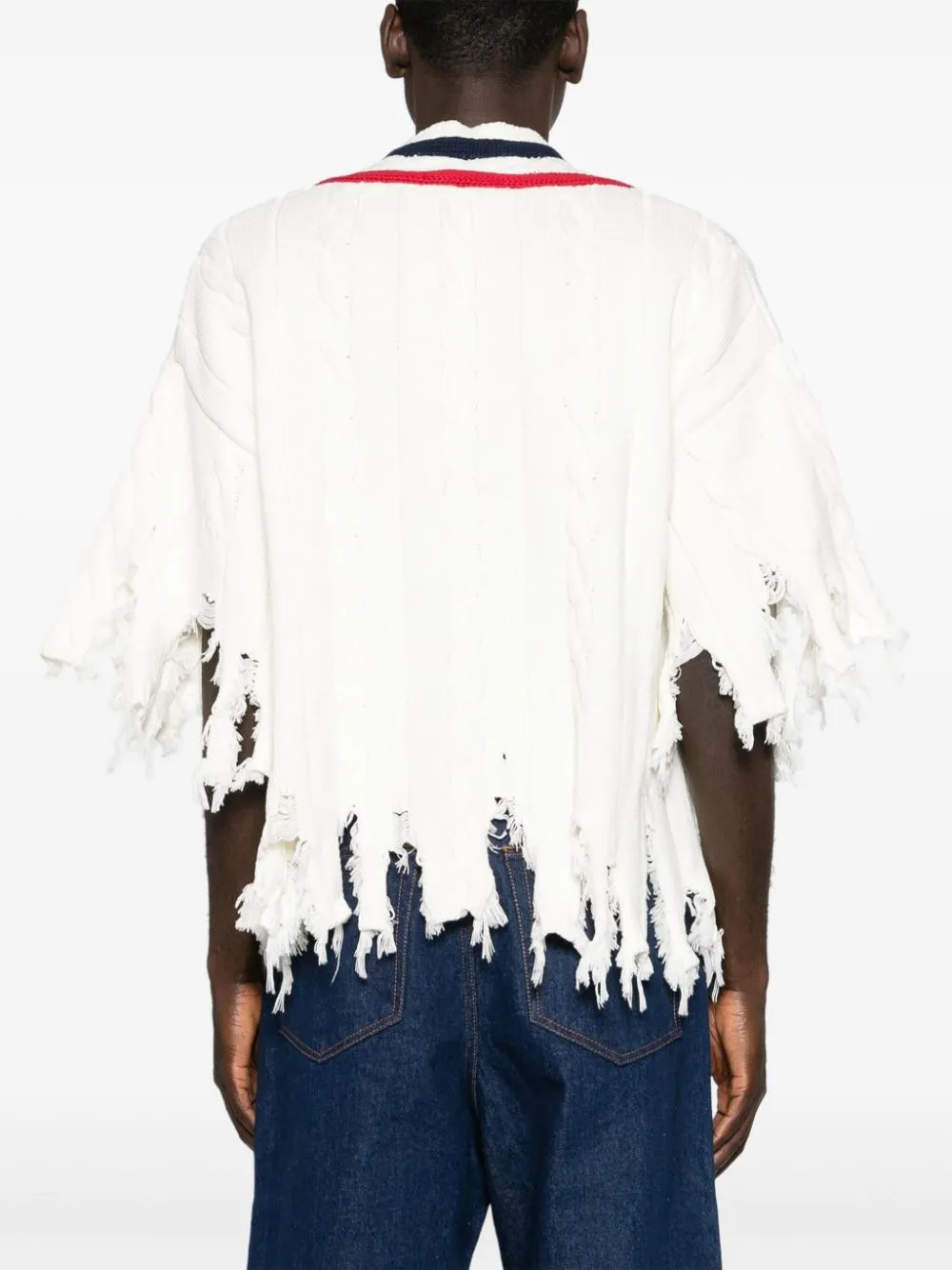 Maglione intrecciato  in bianco, blu e rosso di Members of the rage - uomo