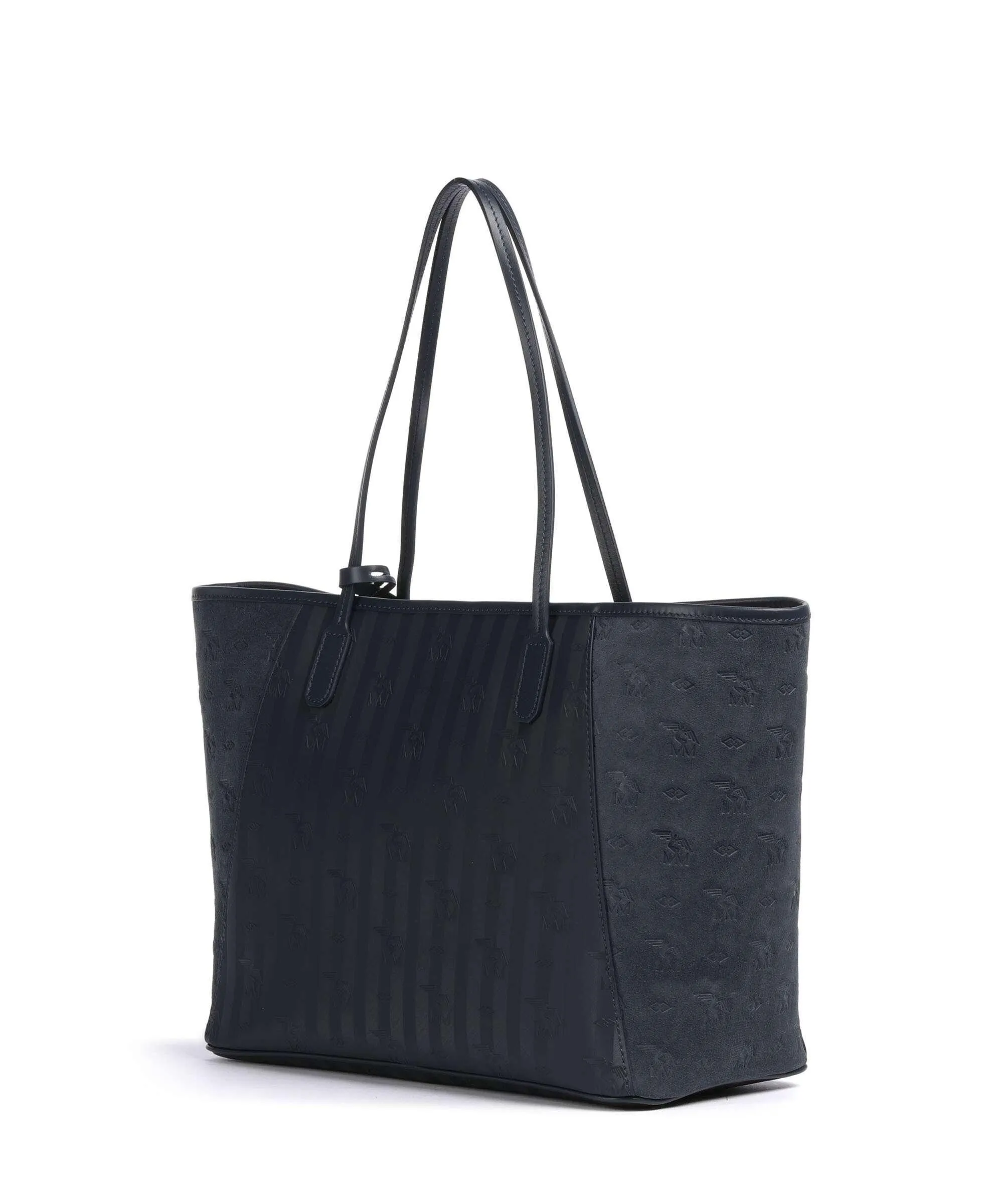  Maison Mollerus Vinour Vinerus Bern Borsa shopper pelle ruvida, tela blu scuro  