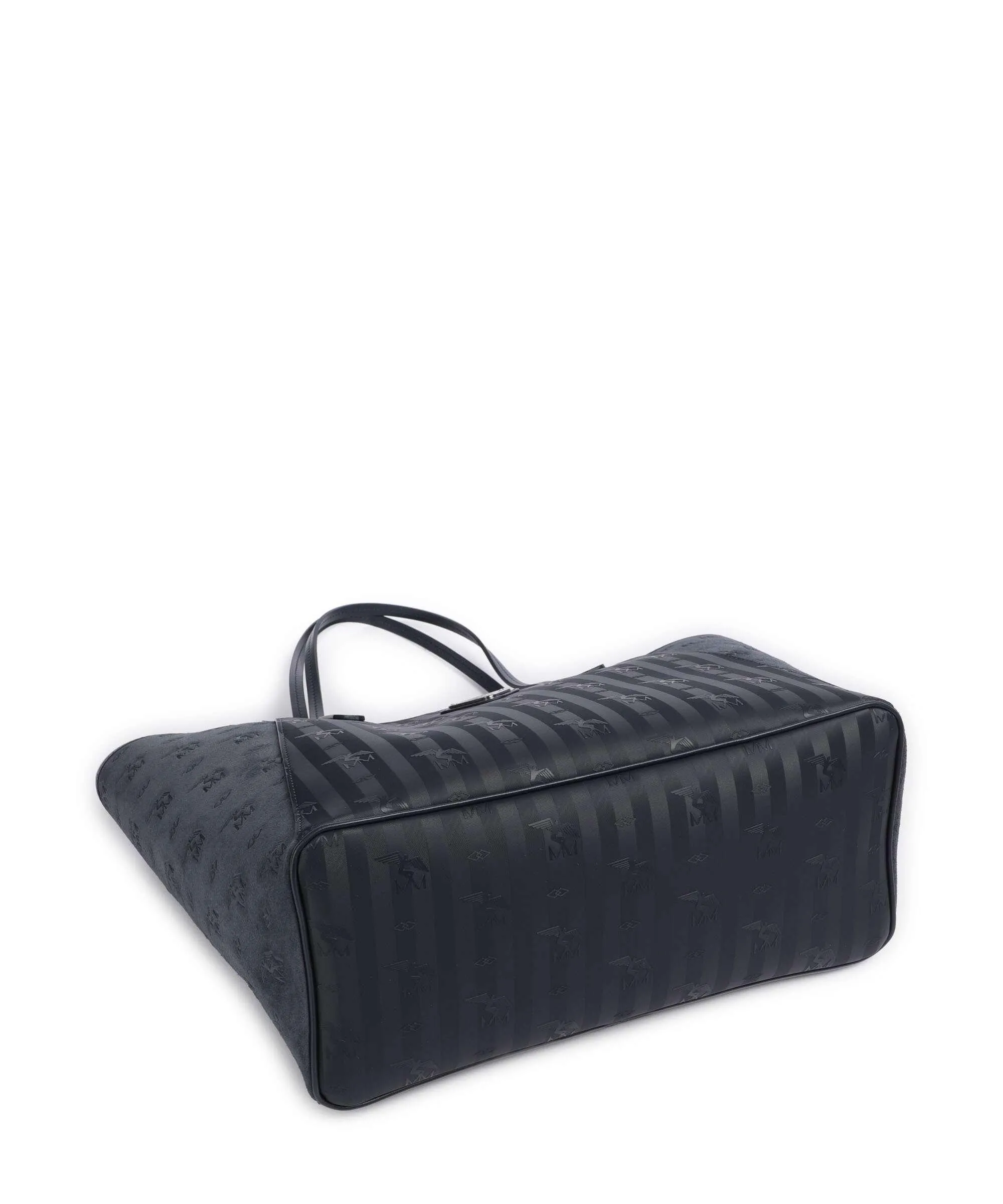  Maison Mollerus Vinour Vinerus Bern Borsa shopper pelle ruvida, tela blu scuro  