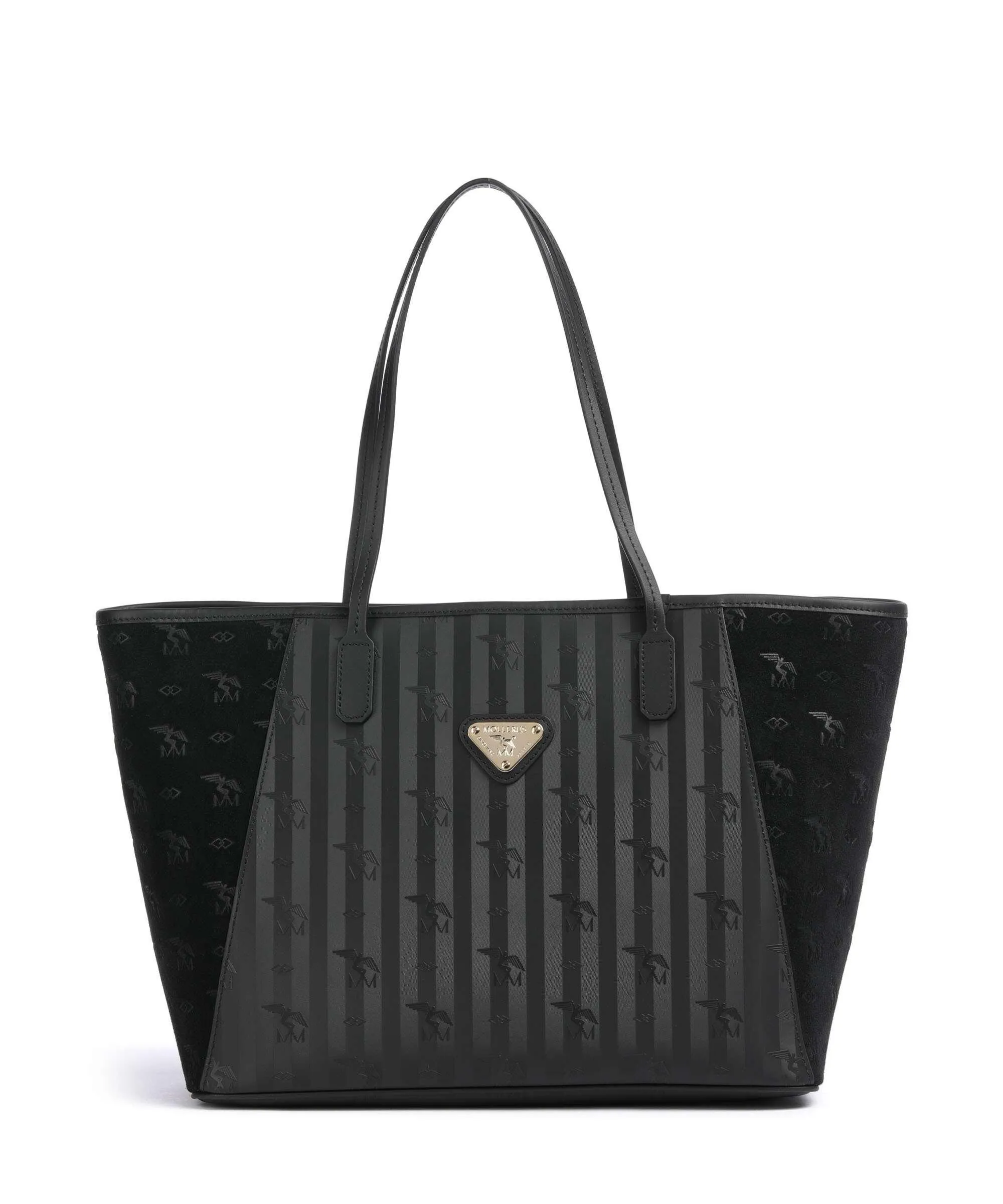  Maison Mollerus Vinour Vinerus Bern Borsa shopper pelle ruvida, tela nero  