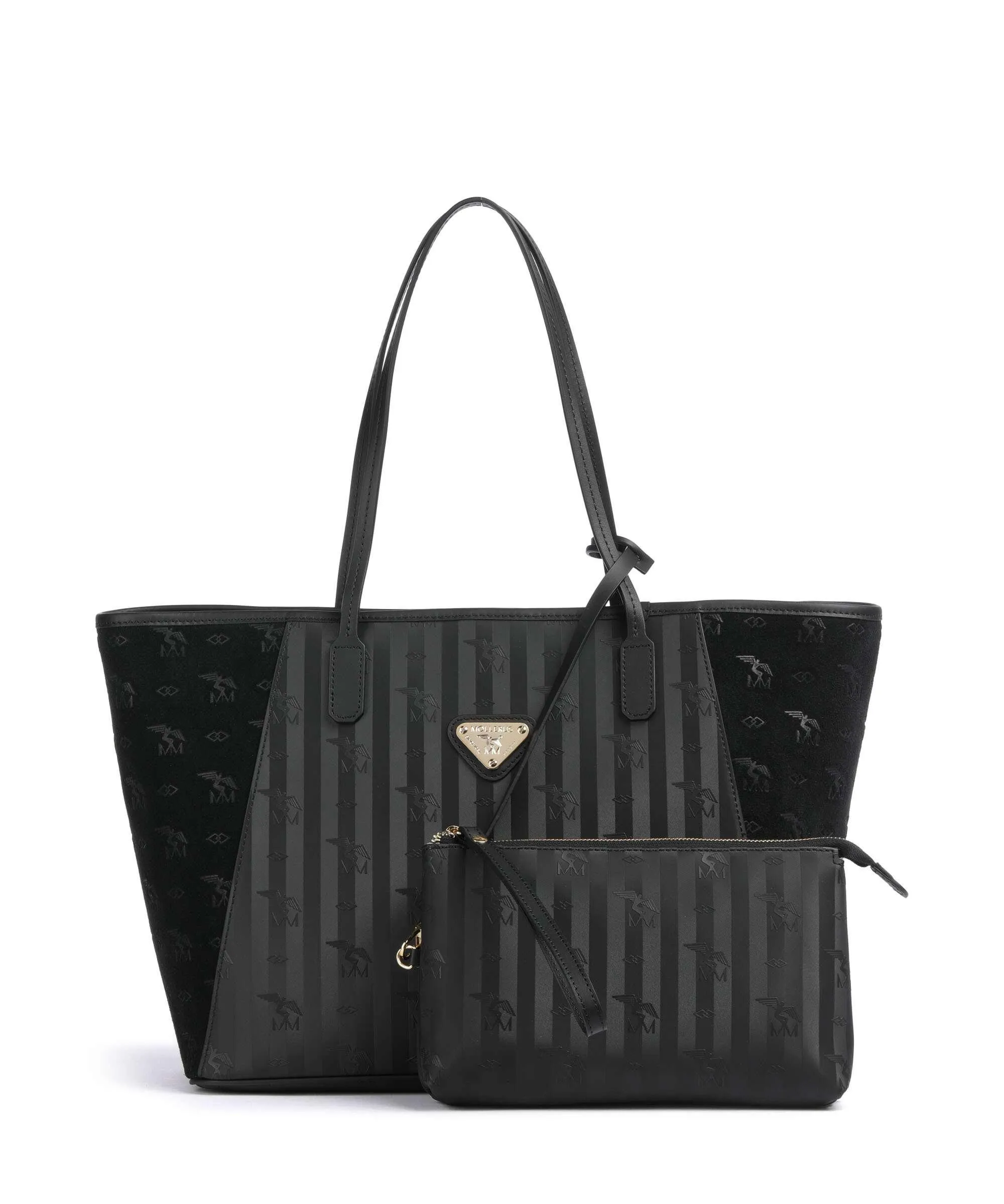  Maison Mollerus Vinour Vinerus Bern Borsa shopper pelle ruvida, tela nero  