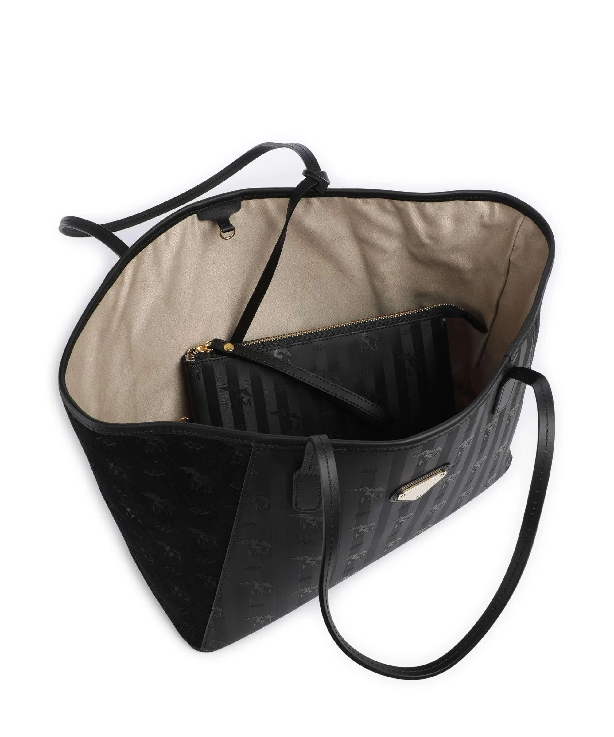  Maison Mollerus Vinour Vinerus Bern Borsa shopper pelle ruvida, tela nero  