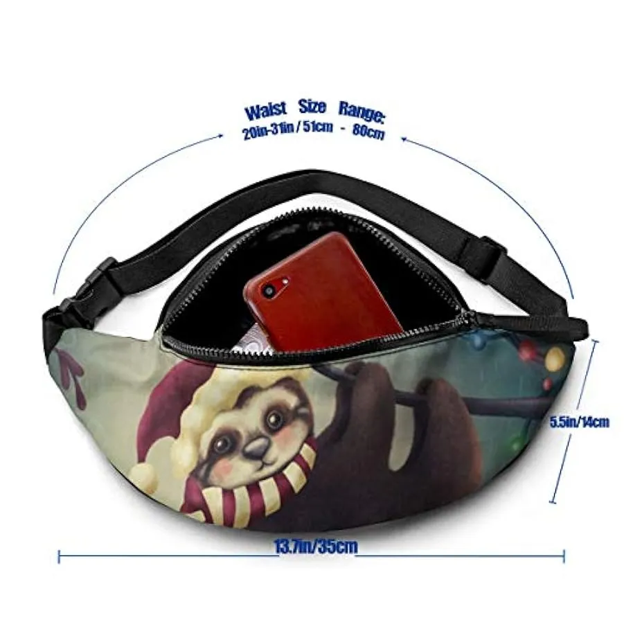 Marsupio per Uomo Donna,Marsupio Christams Sloth Marsupio con Cintura Tasca a Tracolla Regolabile Borsa a Tracolla Borsa sul Pet