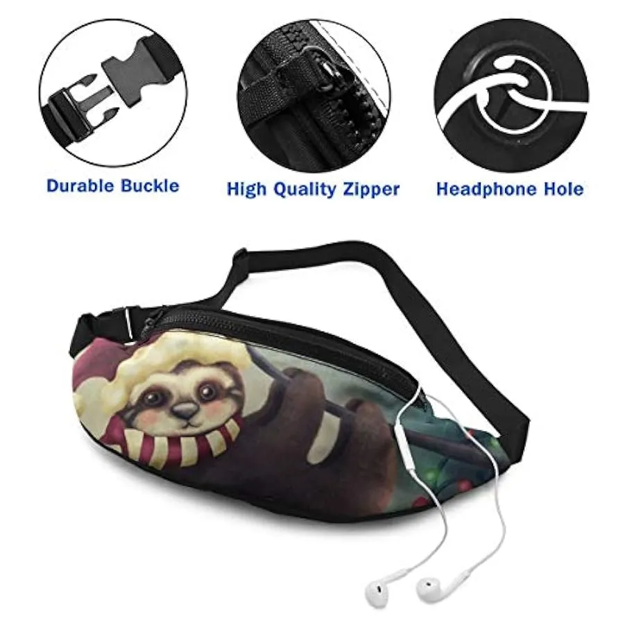 Marsupio per Uomo Donna,Marsupio Christams Sloth Marsupio con Cintura Tasca a Tracolla Regolabile Borsa a Tracolla Borsa sul Pet