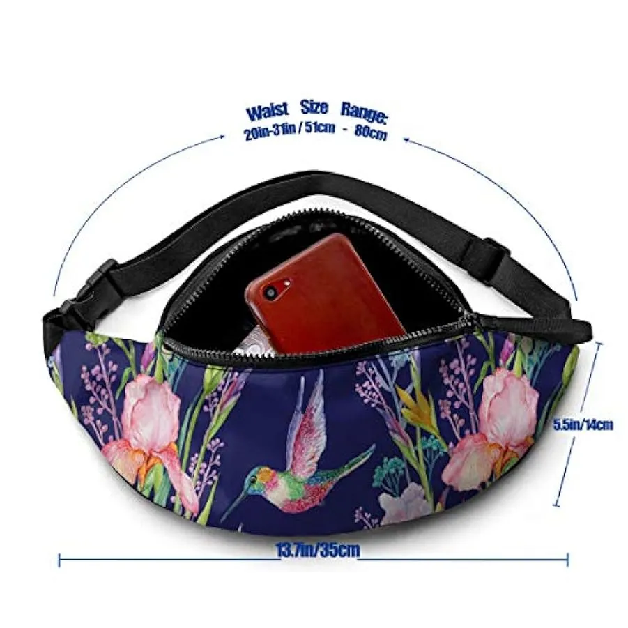 Marsupio per Uomo Donna,Marsupio Fiore Iris con Cintura Tasca a Tracolla Regolabile Borsa a Tracolla Borsa sul Petto per Viaggia