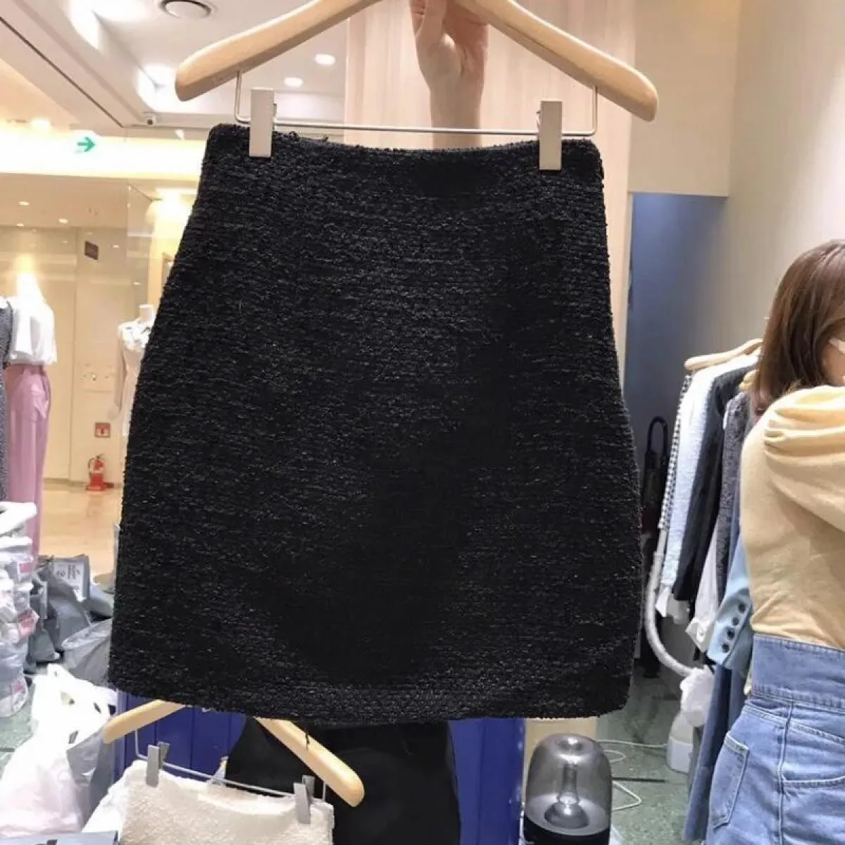 Mini gonna nera con frange di lana Jupe Abbigliamento moda 2023 Gonne per le donne Faldas Mujer Moda Slim a vita alta femminile