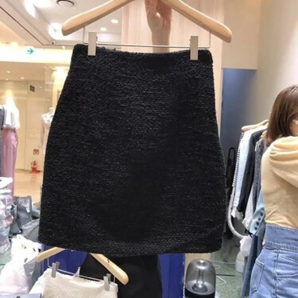 Mini gonna nera con frange di lana Jupe Abbigliamento moda 2023 Gonne per le donne Faldas Mujer Moda Slim a vita alta femminile