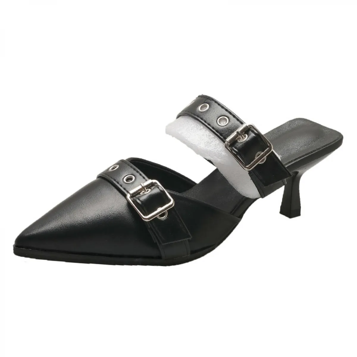 Nuova estate punk goth fibbia in metallo sandali con tacco alto donna punta a punta argento scarpe da festa sandalo con tacco so