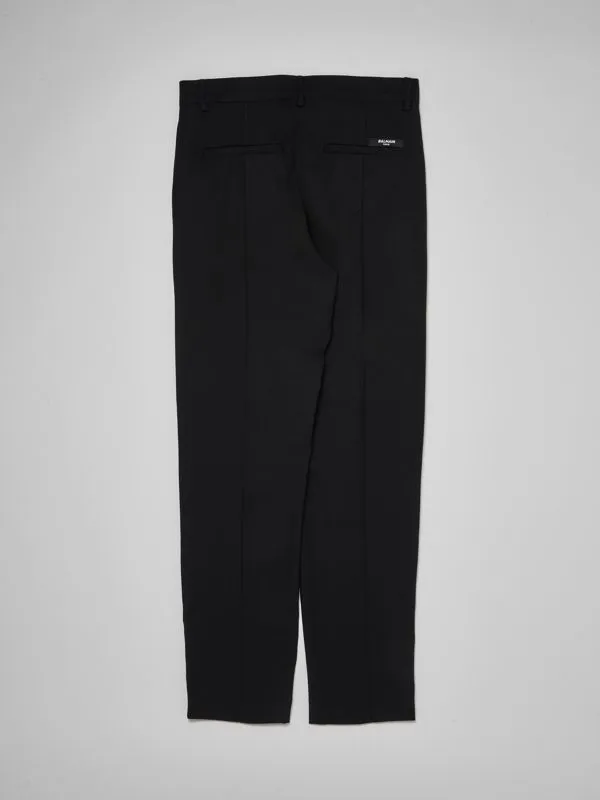 Pantalone bambina Balmain in cashmere stretch con bottone argento Nero