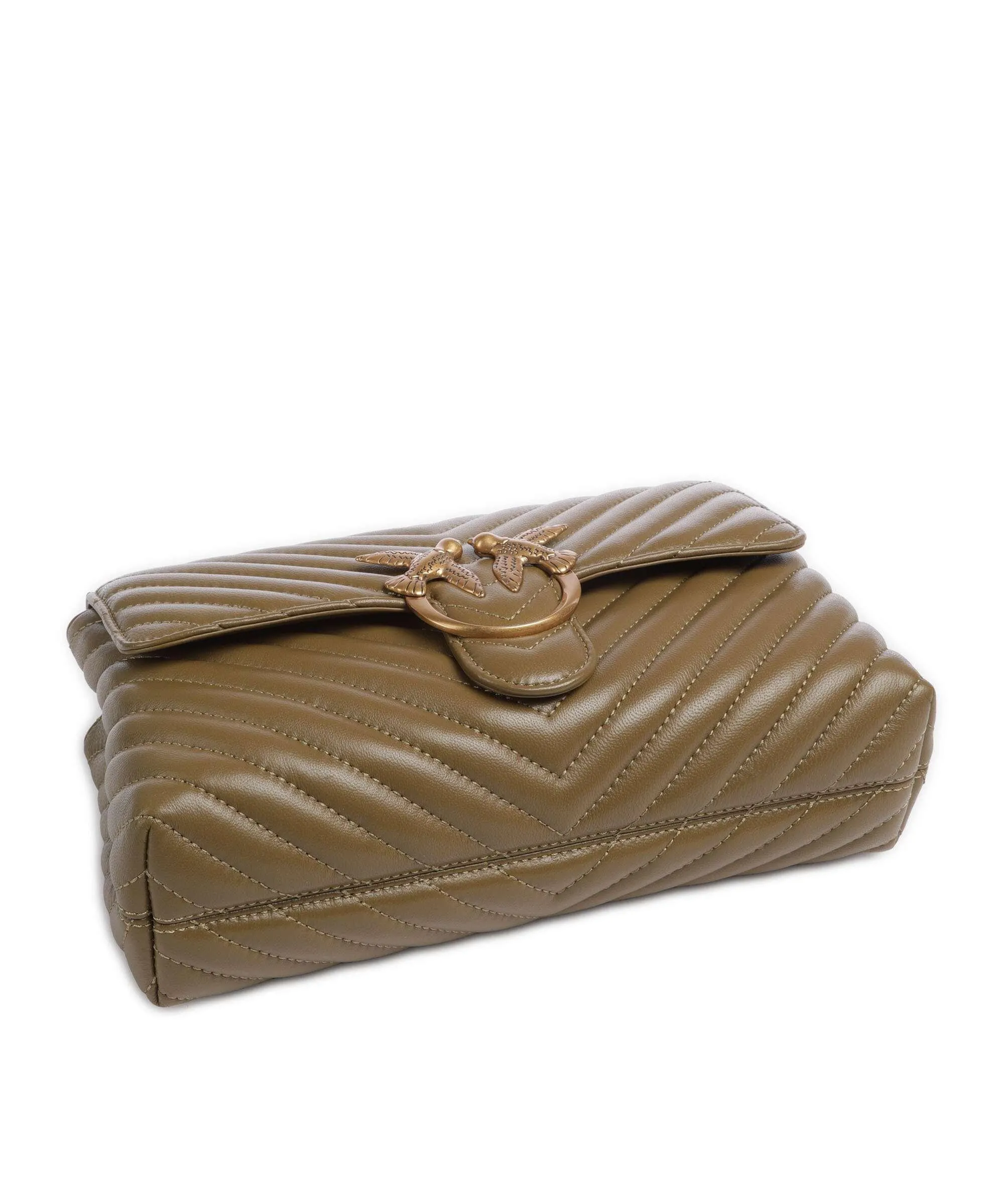  Pinko Love Lady Puff Classic Borsa a mano pelle di pecora verde-oliva  