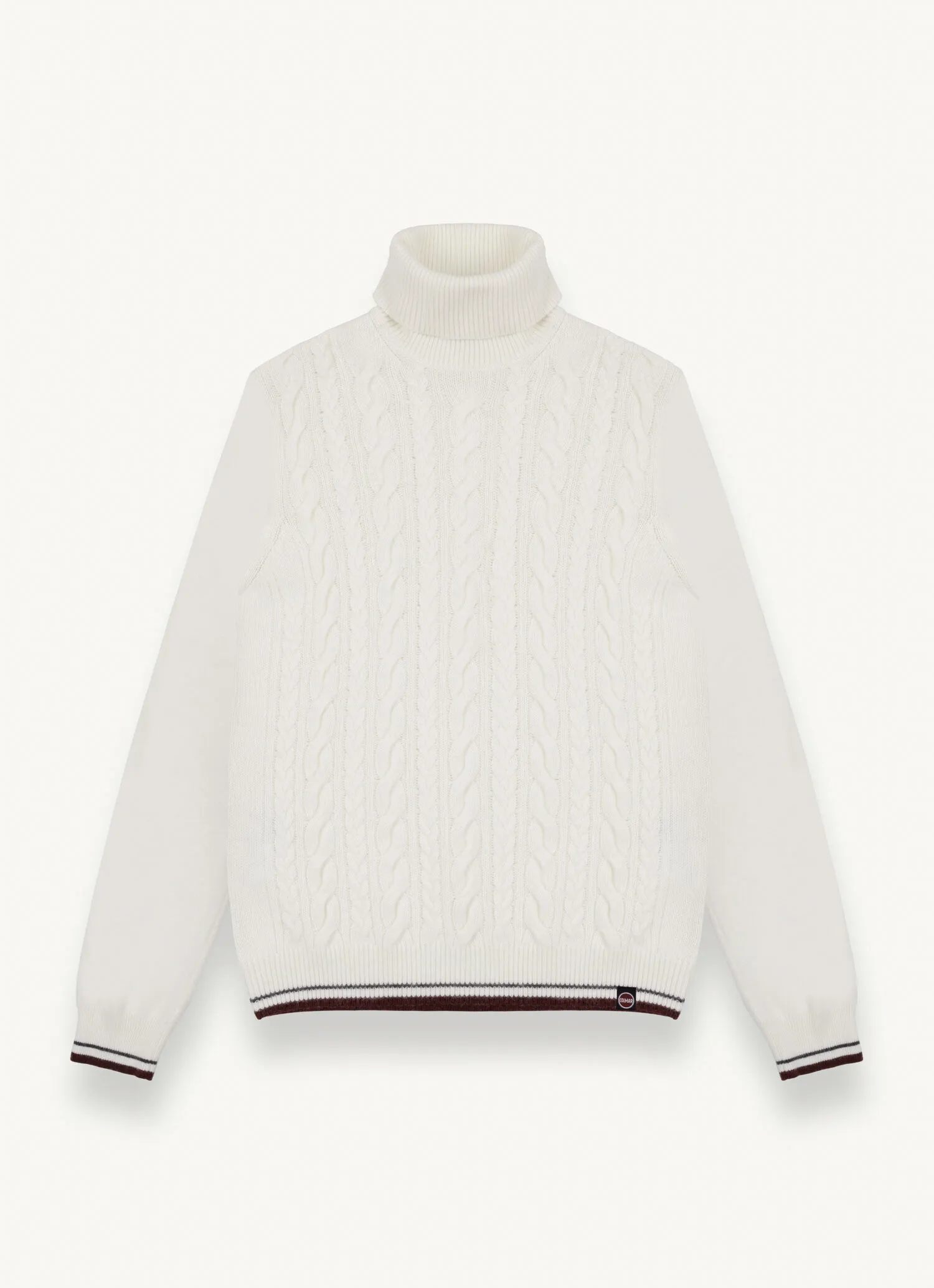 Polo-neck cable-knit pullover