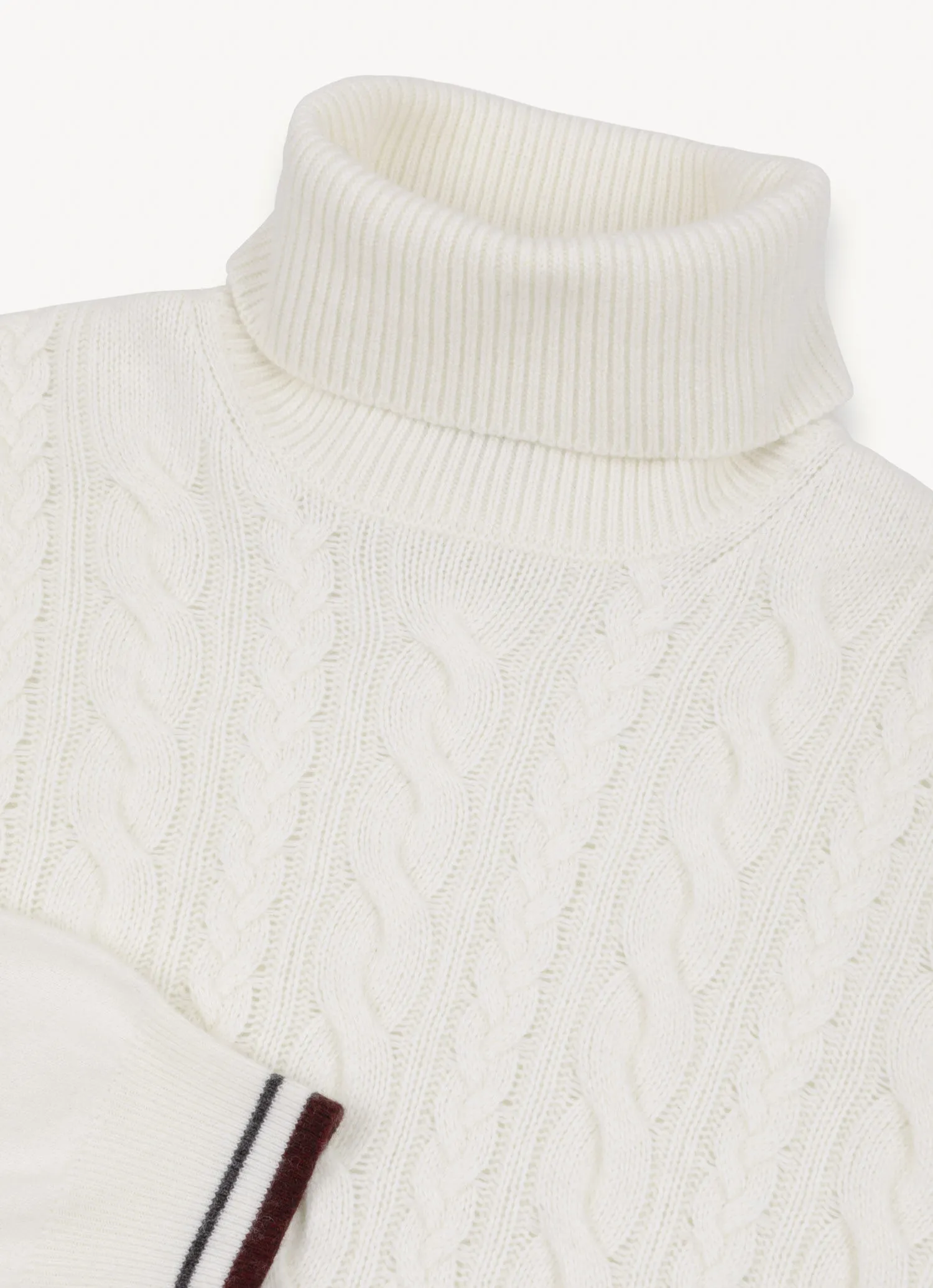 Polo-neck cable-knit pullover