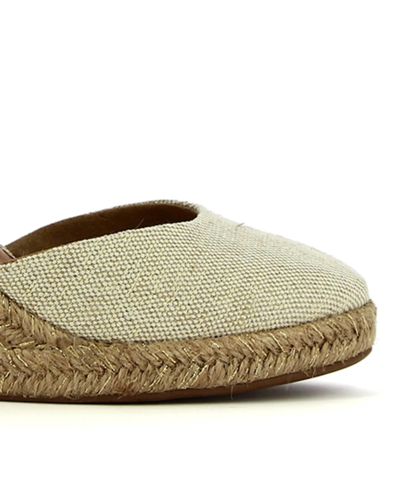 Sandali beige con zeppa modello campesina con cinturino