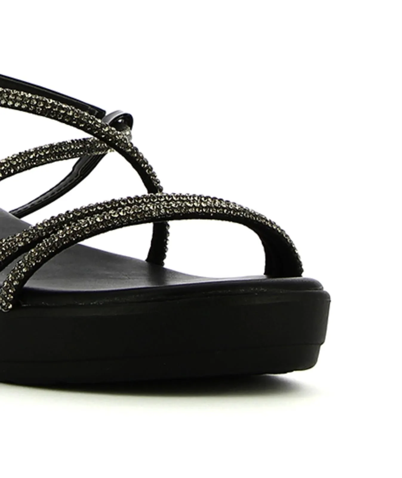 Sandali neri con platform e cinturini con strass