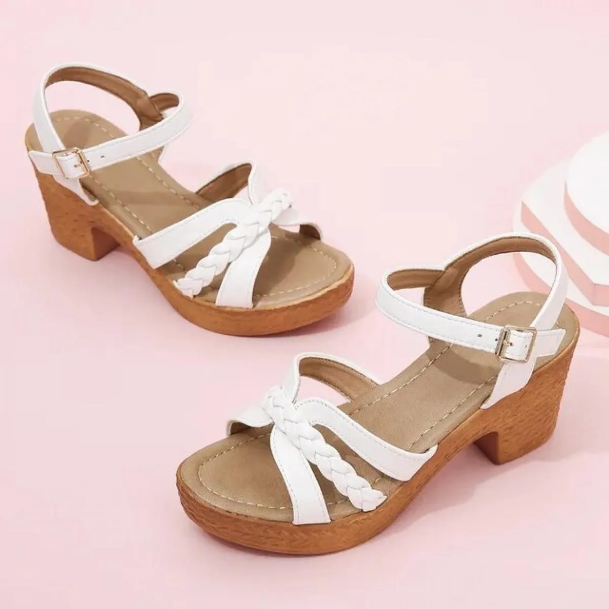 Scarpe con tacco per le donne 2023 Moda estiva Cinturino alla caviglia Sandali con tacco grosso da donna Abito vintage Open Toe