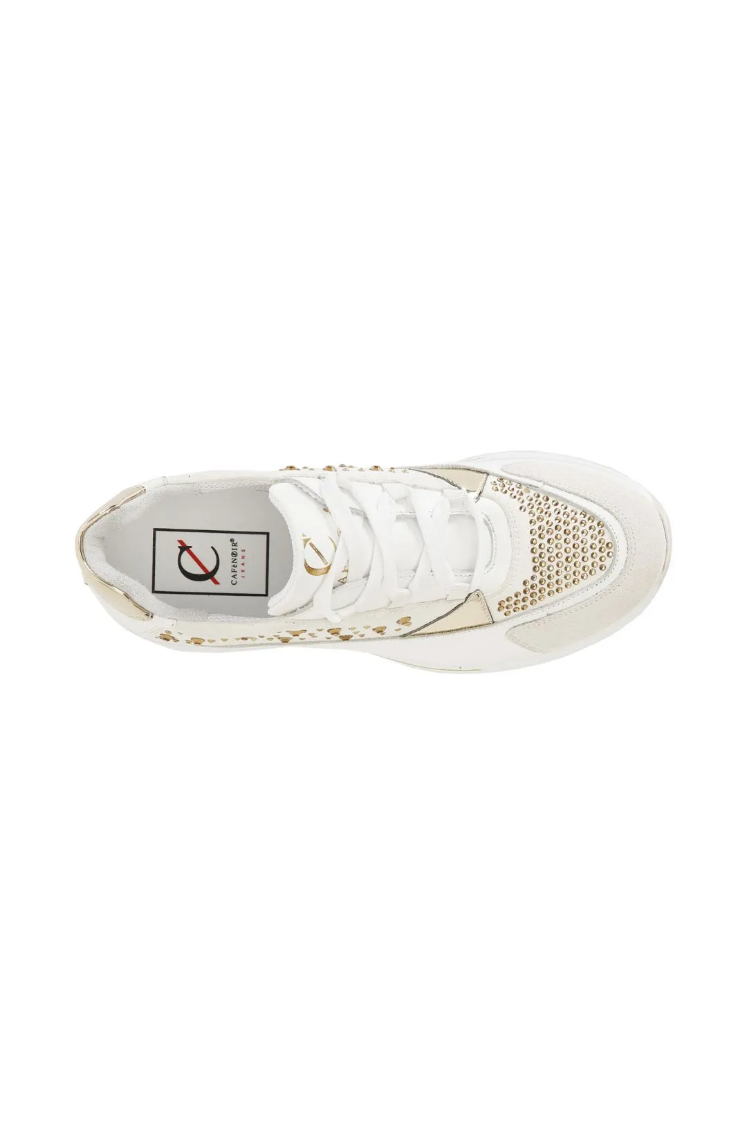 sneakers in pelle e strass bianco