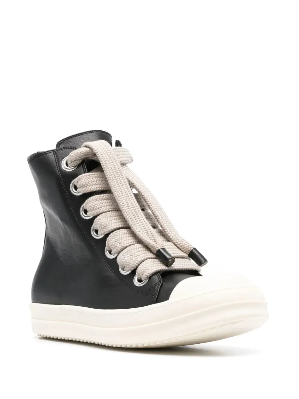 Sneakers Jumbolaced in pelle di vitello grana nero/perla/latte