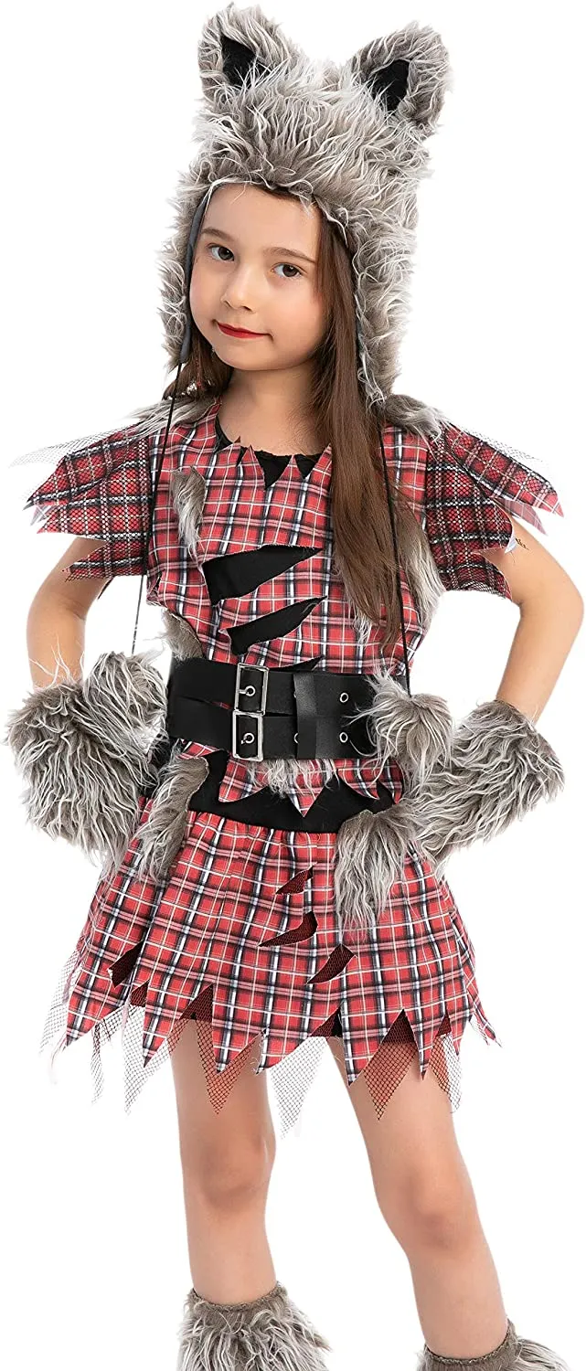 Spooktacular Creations Costume da lupo mannaro per bambina e ragazza Cosplay Halloween