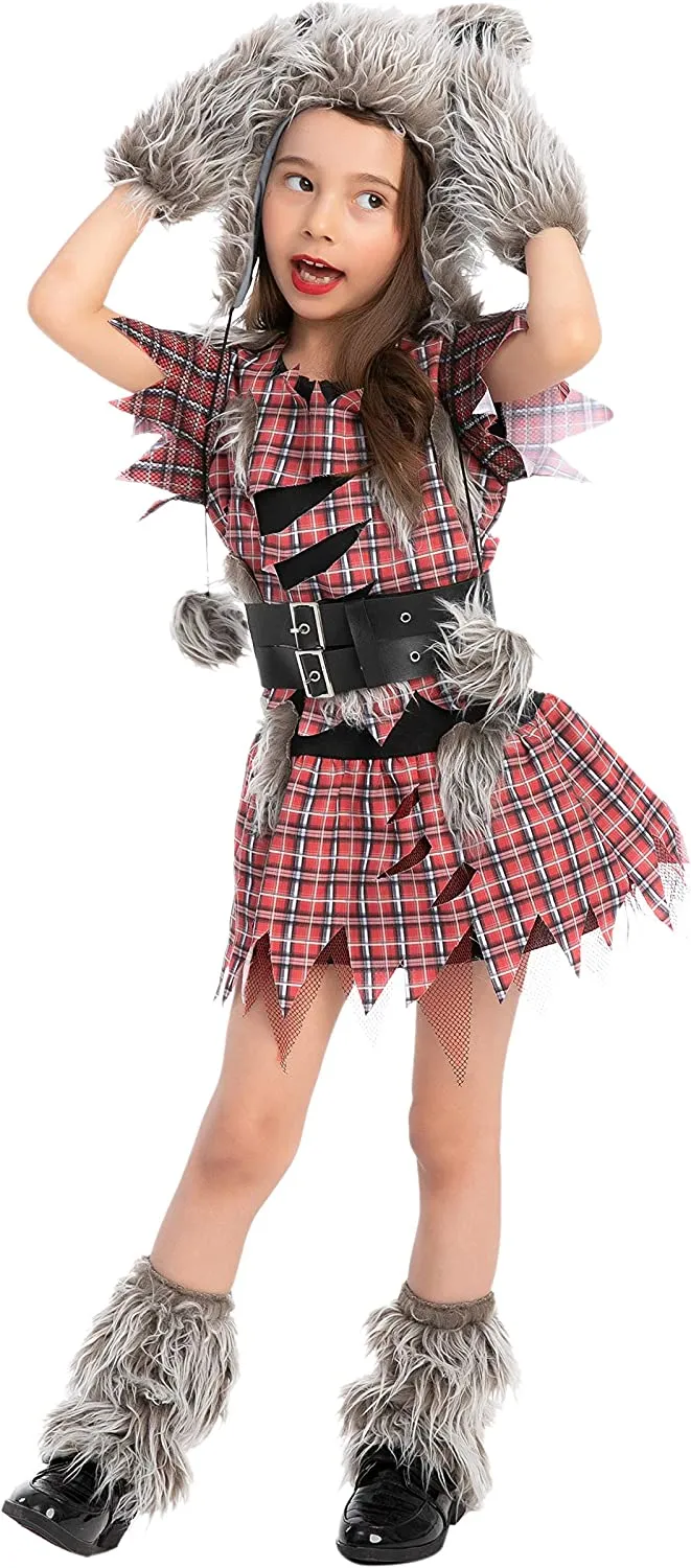 Spooktacular Creations Costume da lupo mannaro per bambina e ragazza Cosplay Halloween