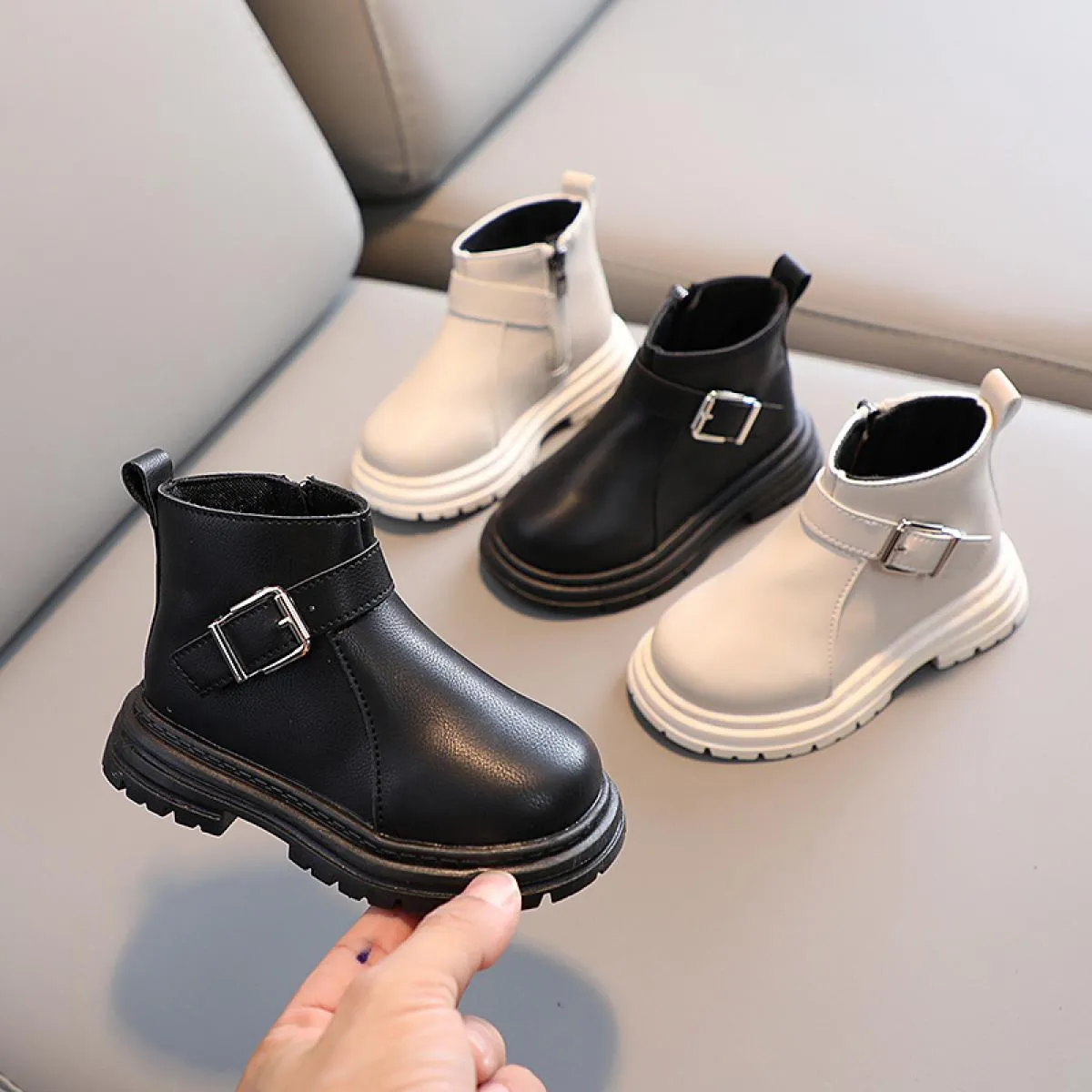 Stivali da bambino primavera autunno per bambini Ragazze Moda cinturino alla caviglia Stivali con plateau per bambini Scarpe da