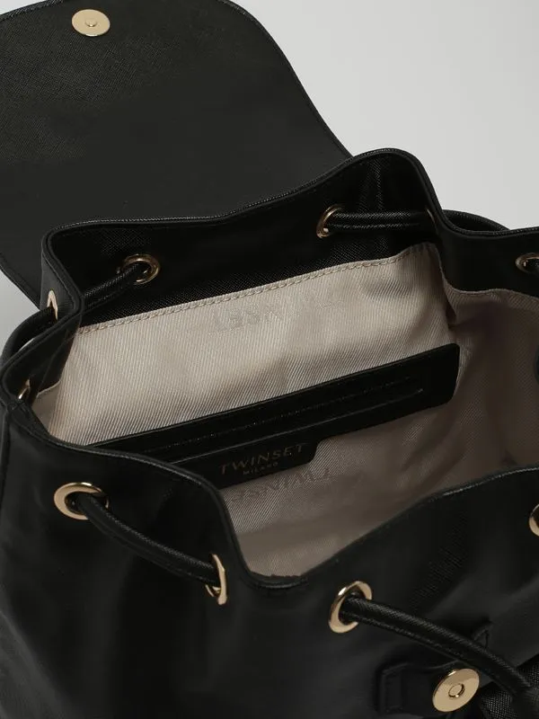 Zaino donna Twinset in simil pelle multi tasche Nero